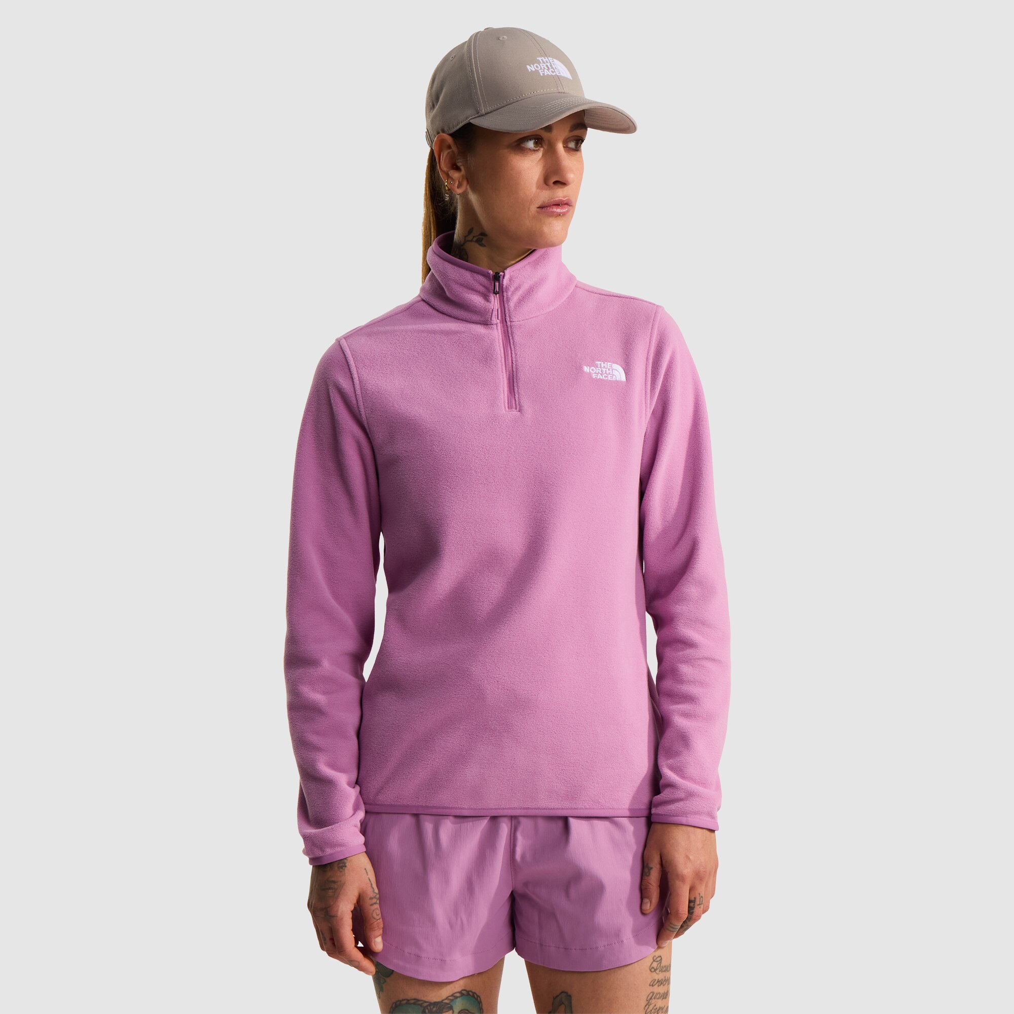 Forro polar con cremallera de 1/4 para mujer Glacier The North Face - Rosa pastel Rosa pastel-3