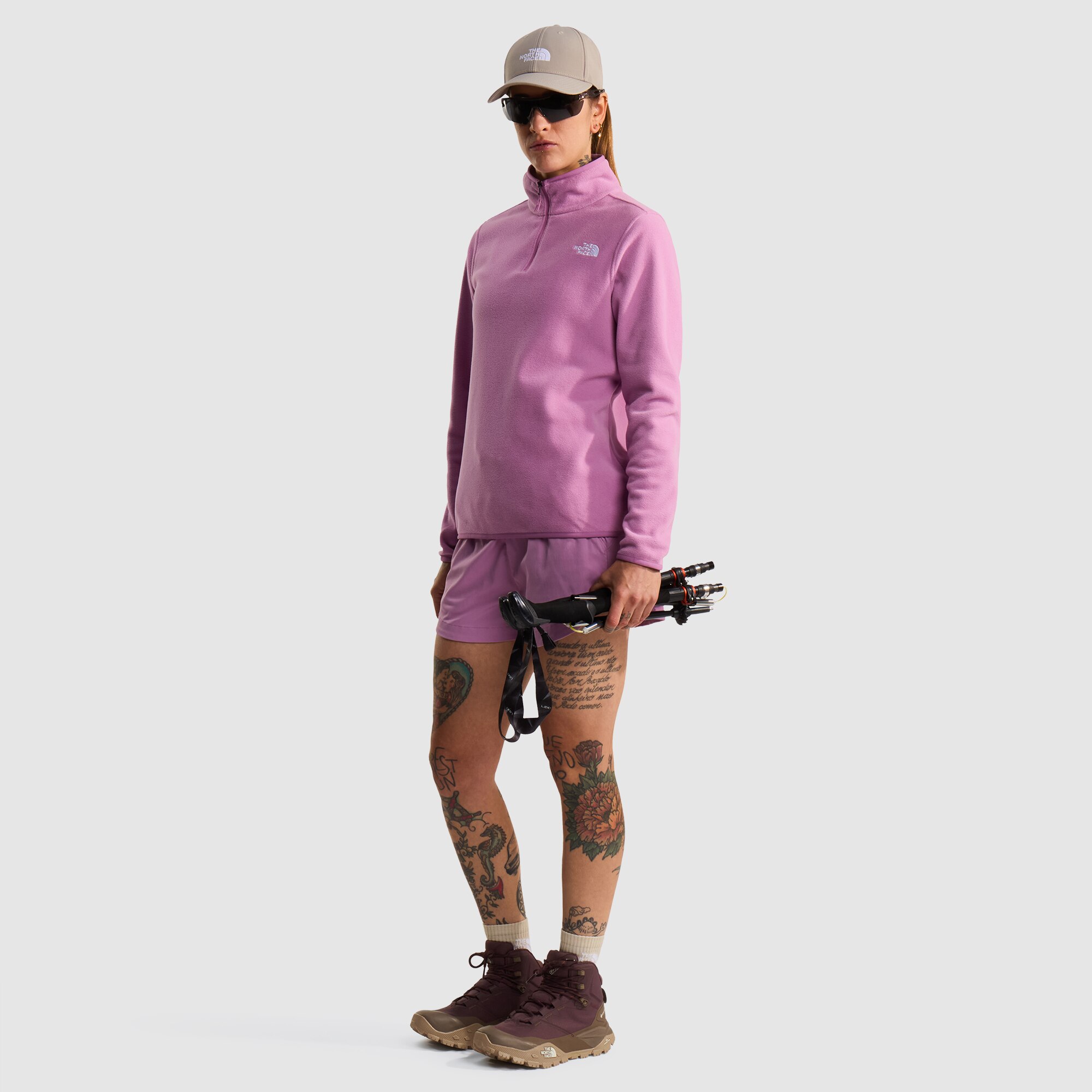 Forro polar con cremallera de 1/4 para mujer Glacier The North Face - Rosa pastel Rosa pastel-4