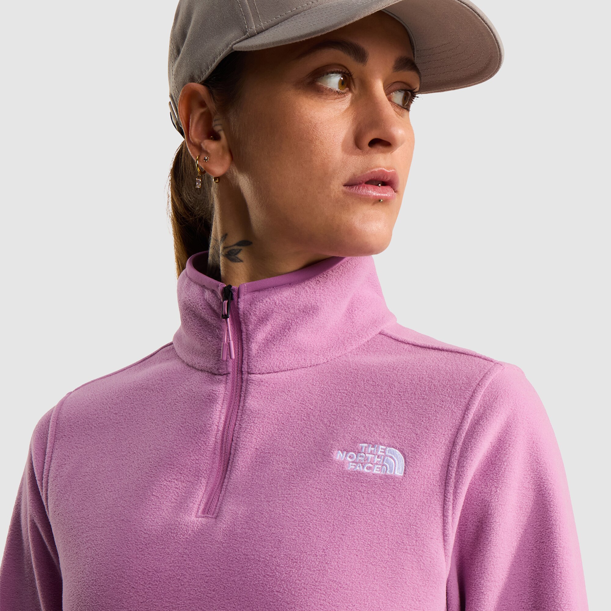 Forro polar con cremallera de 1/4 para mujer Glacier The North Face - Rosa pastel Rosa pastel-7