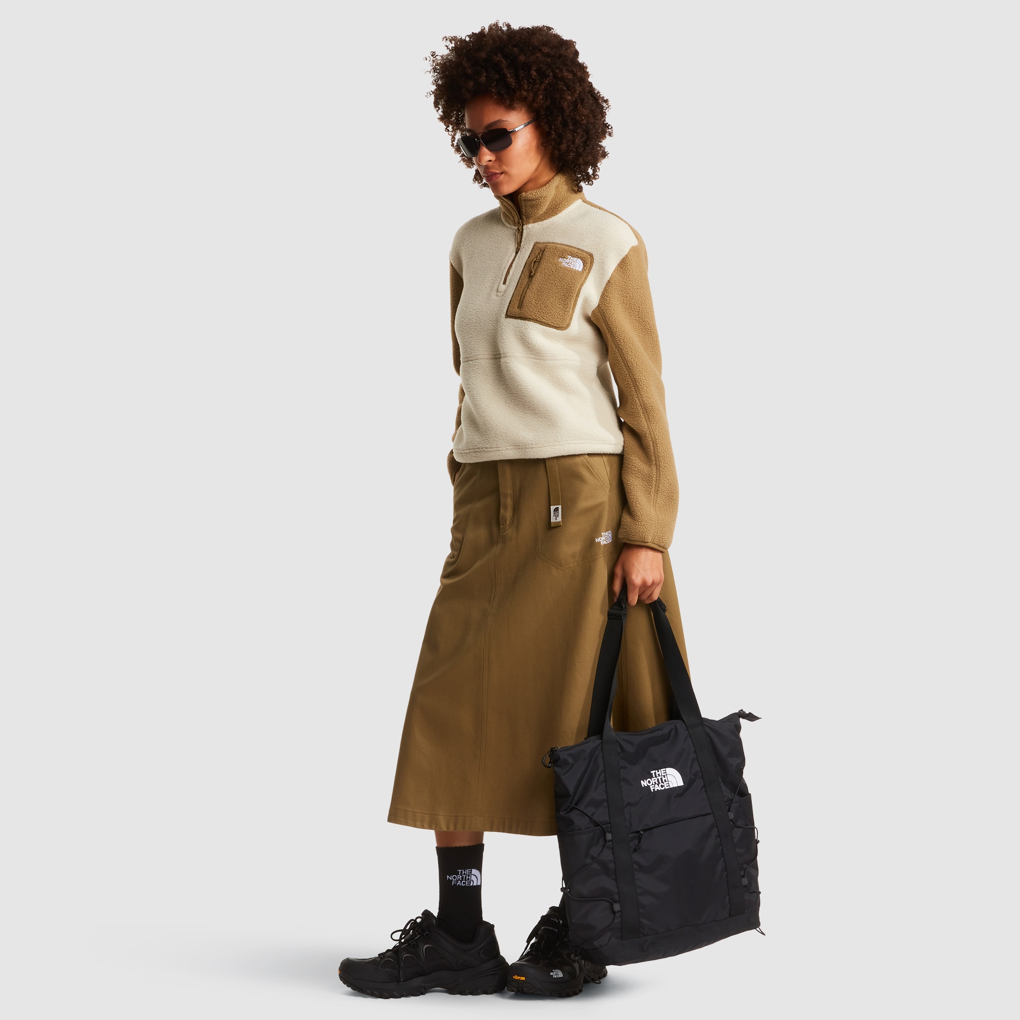 Forro polar con cremallera de 1/4 para mujer Yumiori The North Face - Beige / Blanco Beige-2