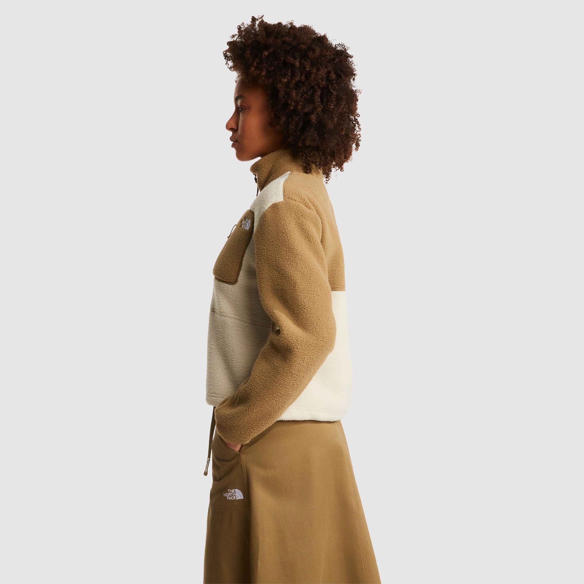 Forro polar con cremallera de 1/4 para mujer Yumiori The North Face - Beige / Blanco Beige-3