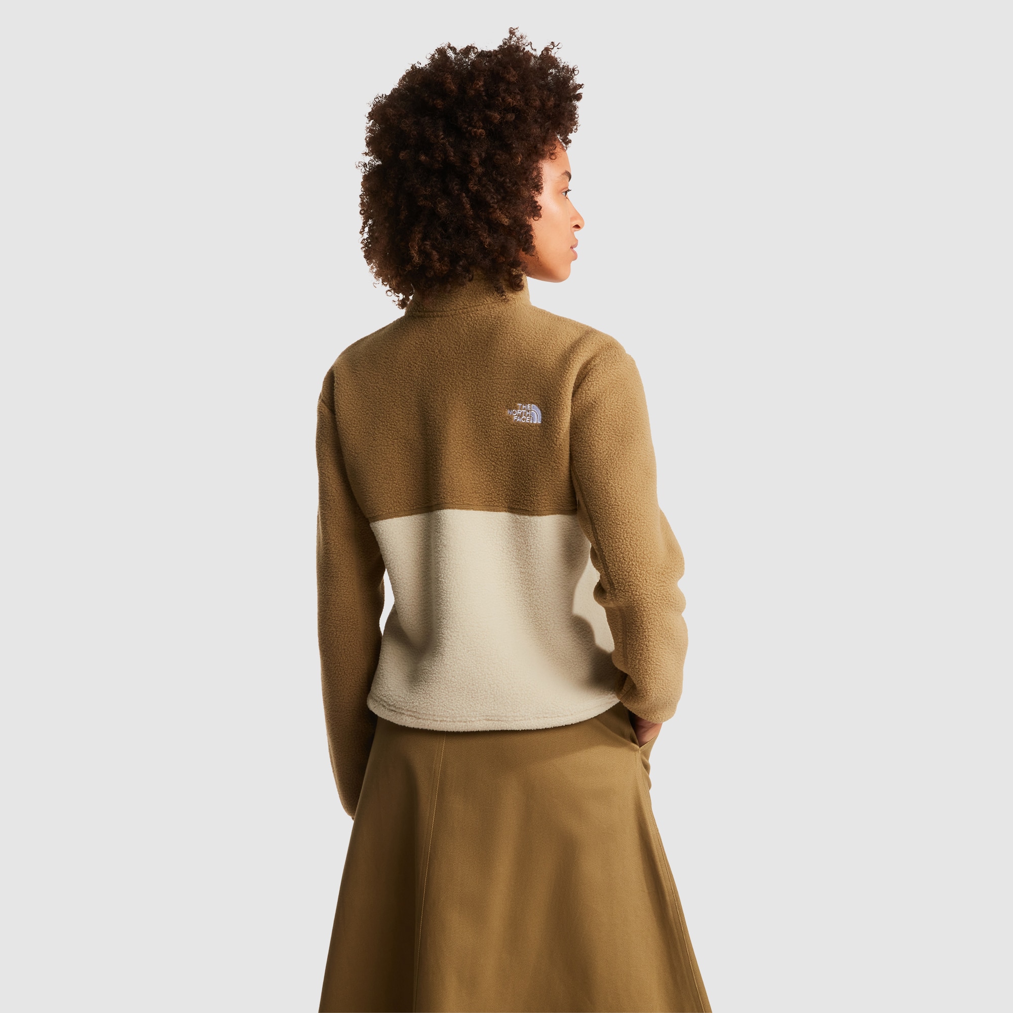 Forro polar con cremallera de 1/4 para mujer Yumiori The North Face - Beige / Blanco Beige-4