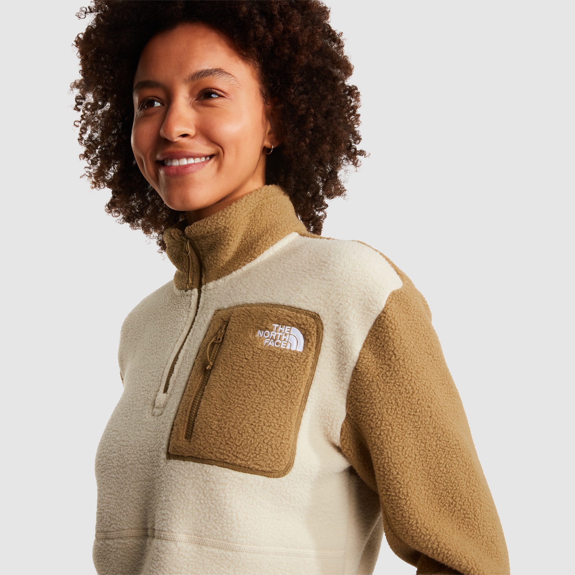 Forro polar con cremallera de 1/4 para mujer Yumiori The North Face - Beige / Blanco Beige-5