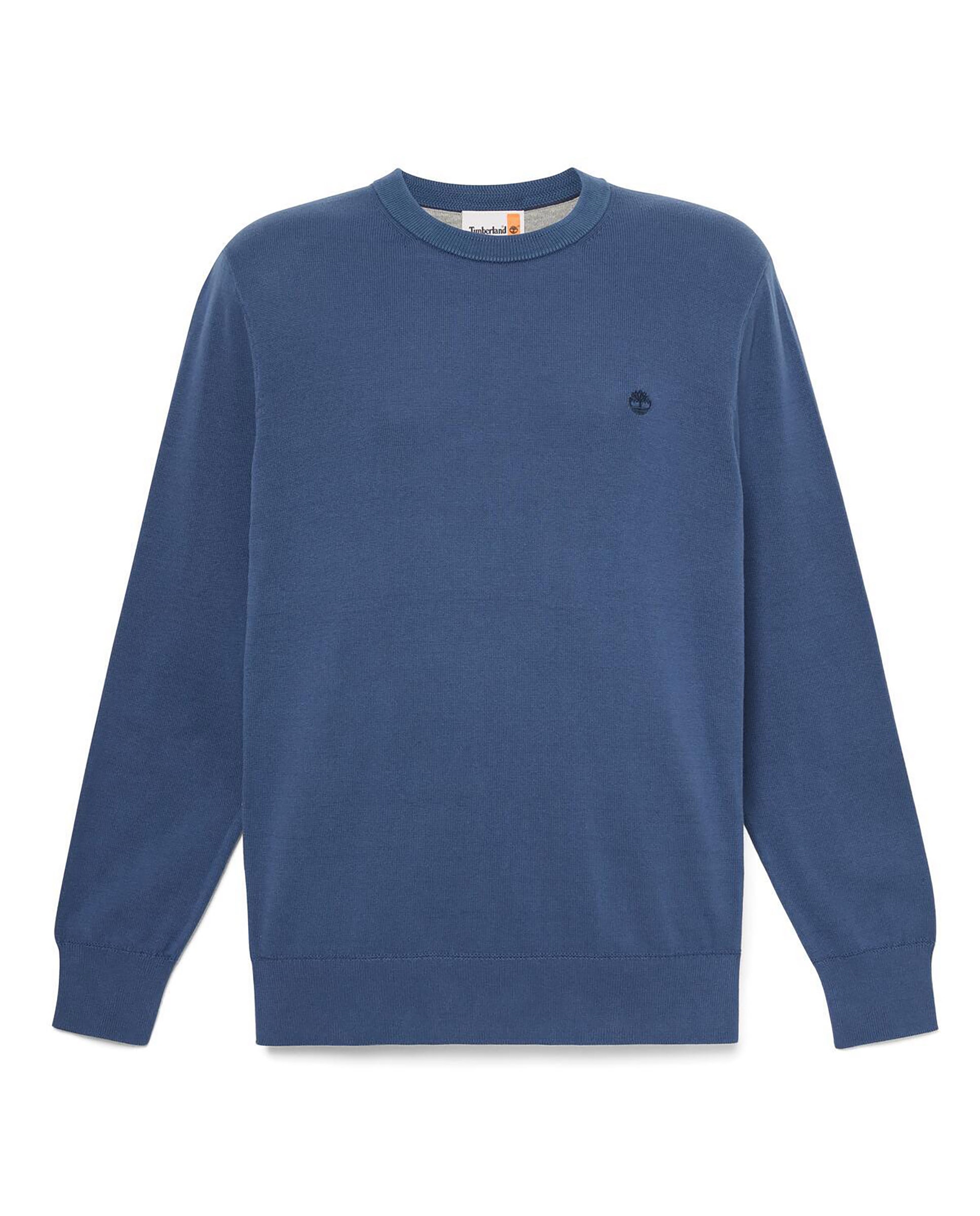 Jersey de hombre de algodón orgánico cuello redondo y logo bordado - Timberland - Azul denim Azul denim-5