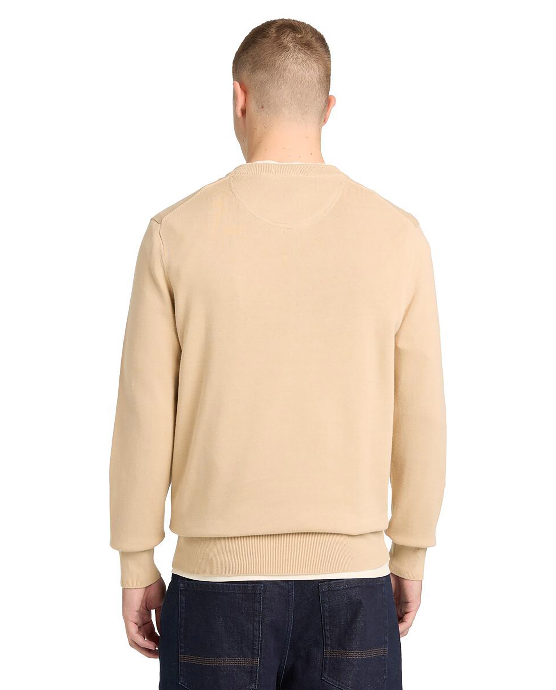 Jersey de hombre de algodón orgánico cuello redondo y logo bordado - Timberland - Beige Beige-4
