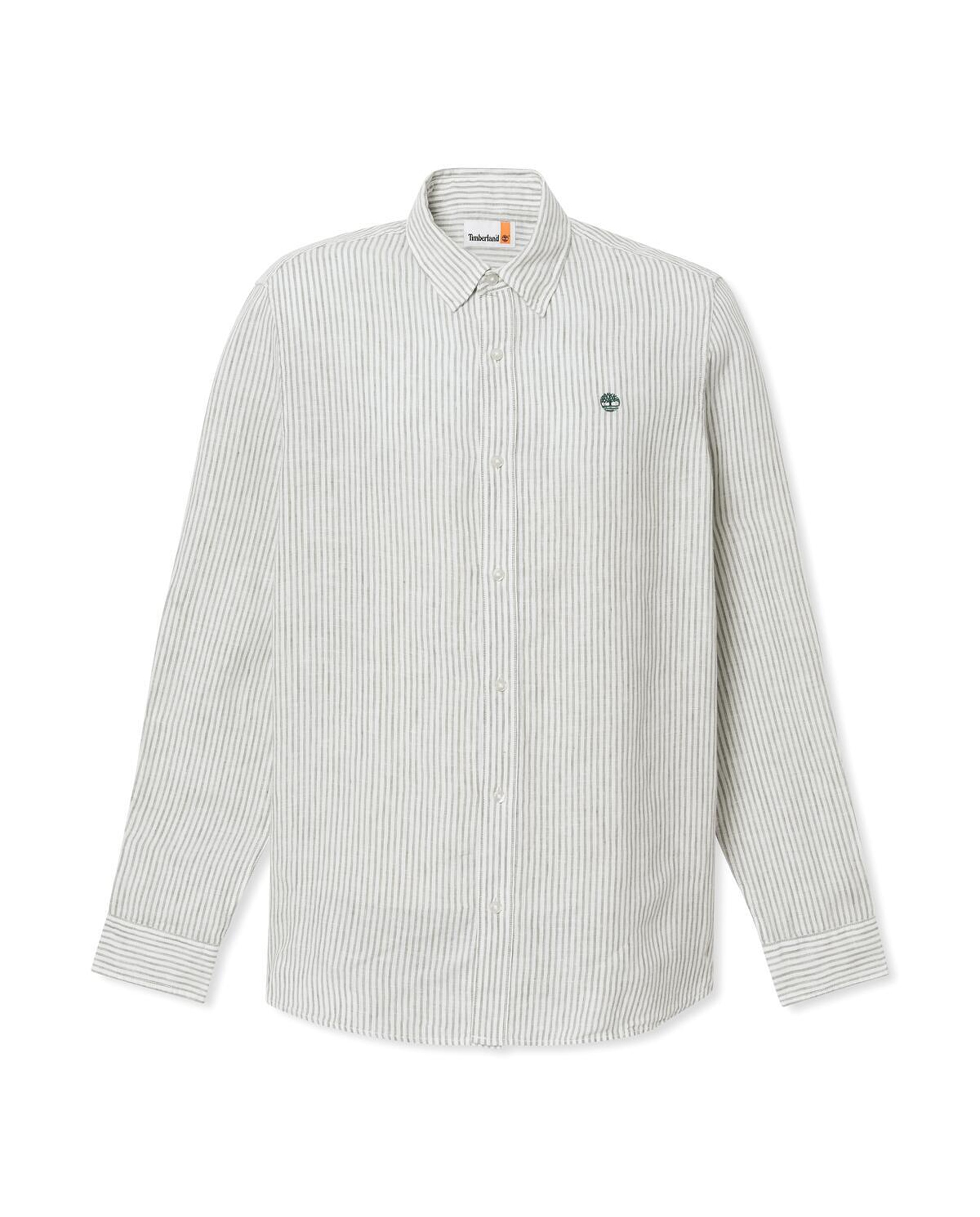 Camisa de lino de hombre de rayas corte regular - Timberland - Verde Oliva Verde Oliva-5