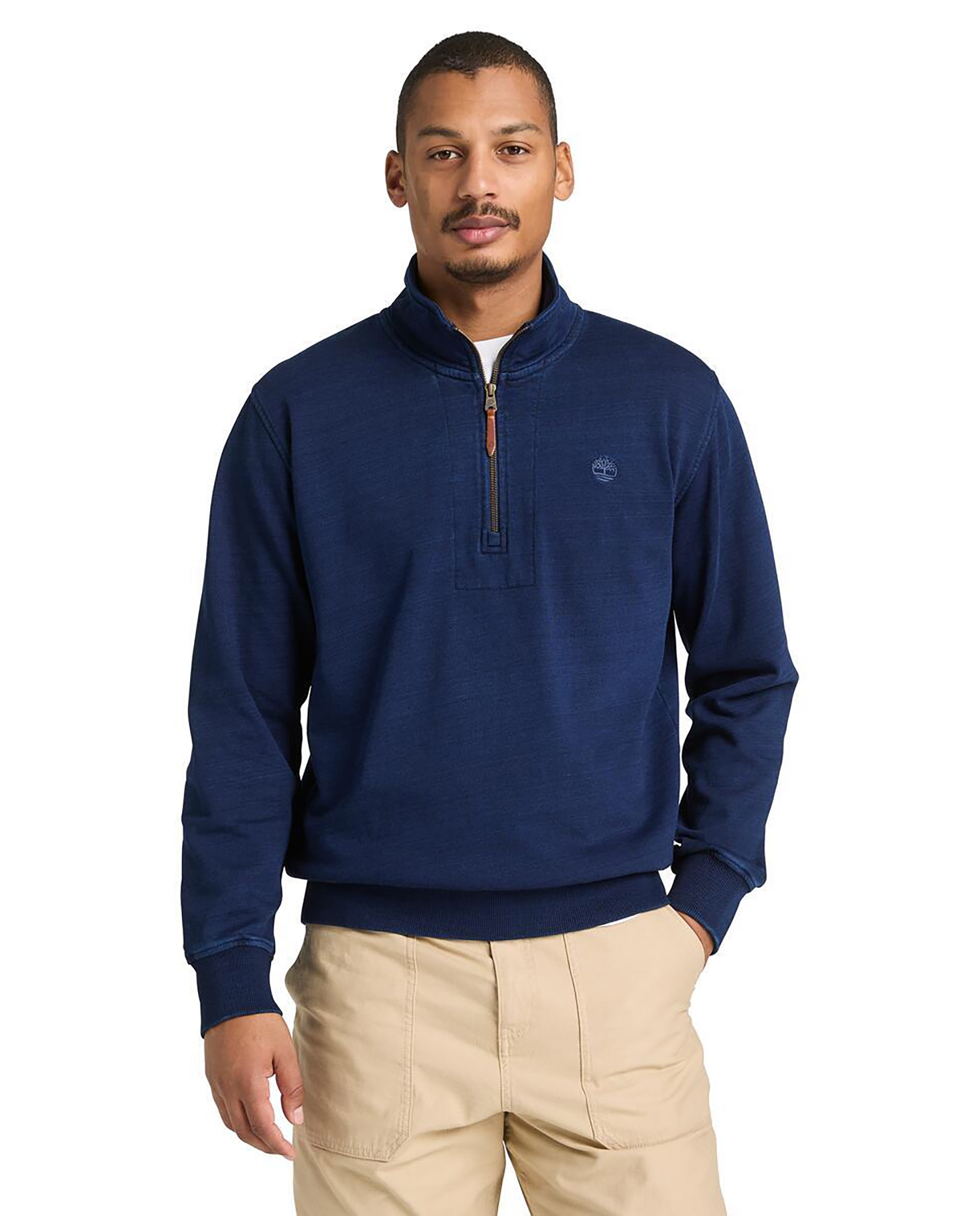 Timberland - Sudadera sin capucha de hombre con media cremallera y algodón premium.