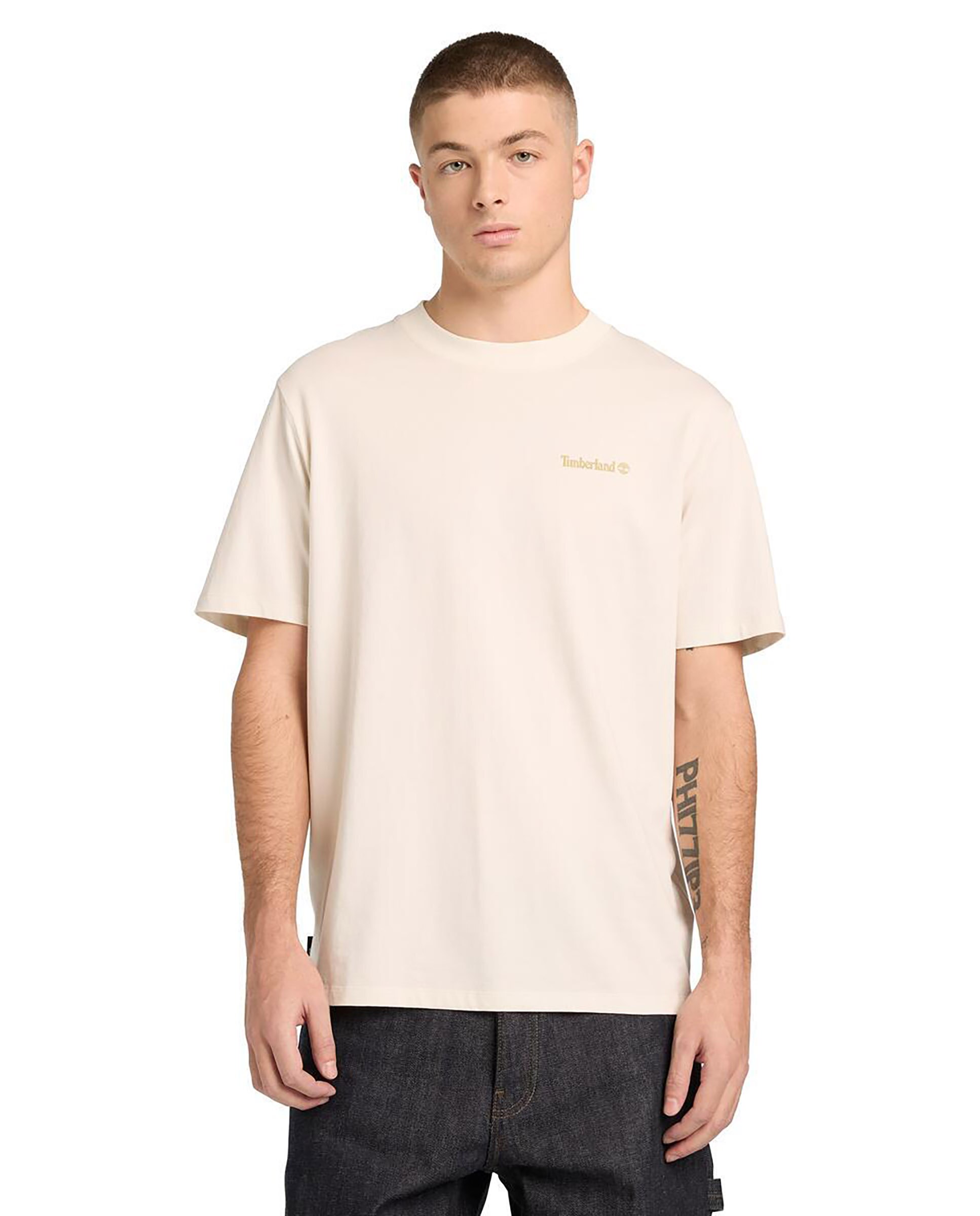 Camiseta de manga corta de hombre authentic fit con multilogo en espalda - Timberland - Blanco roto Blanco roto-1