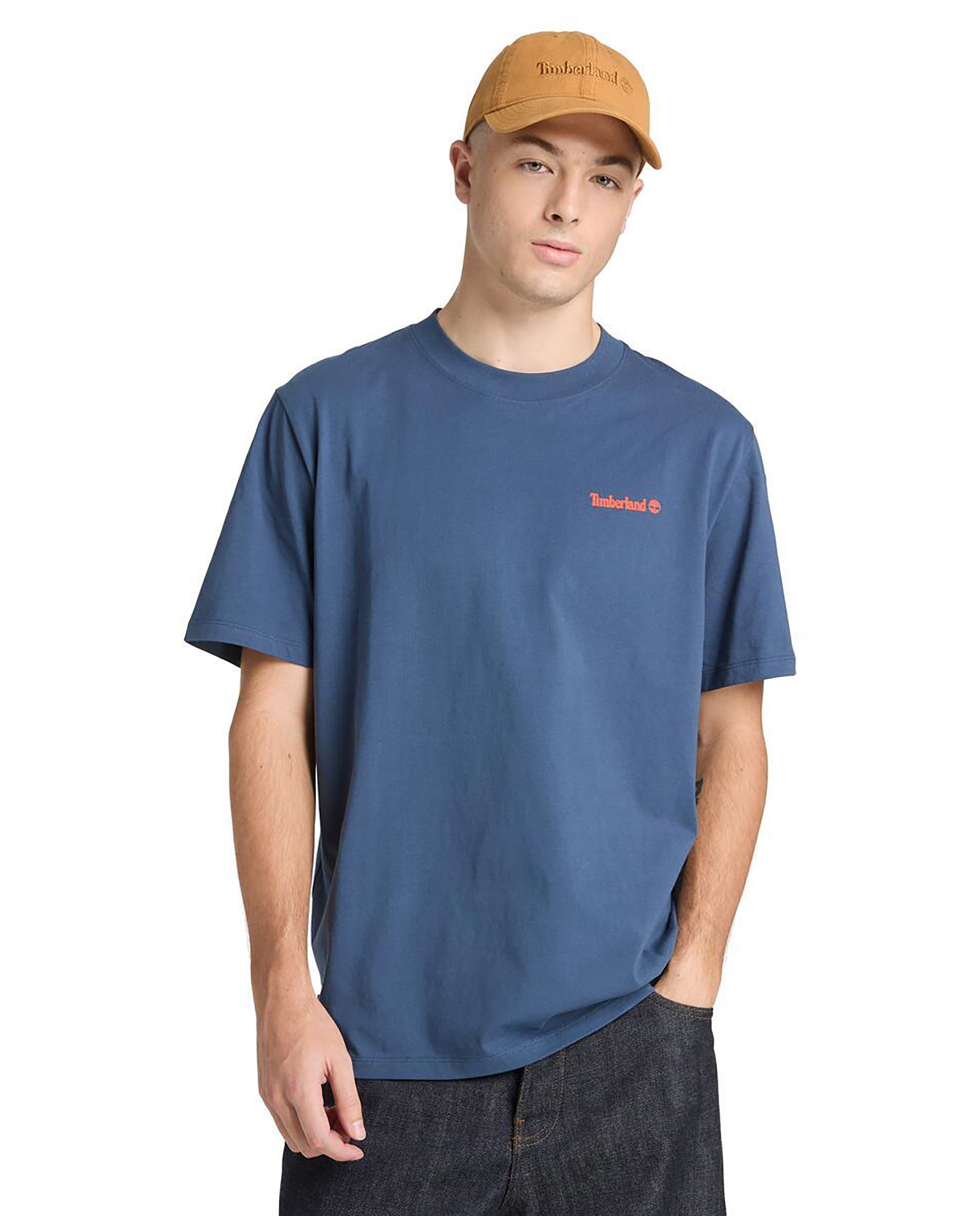 Camiseta de manga corta de hombre authentic fit con multilogo en espalda - Timberland - Azul denim Azul denim-1