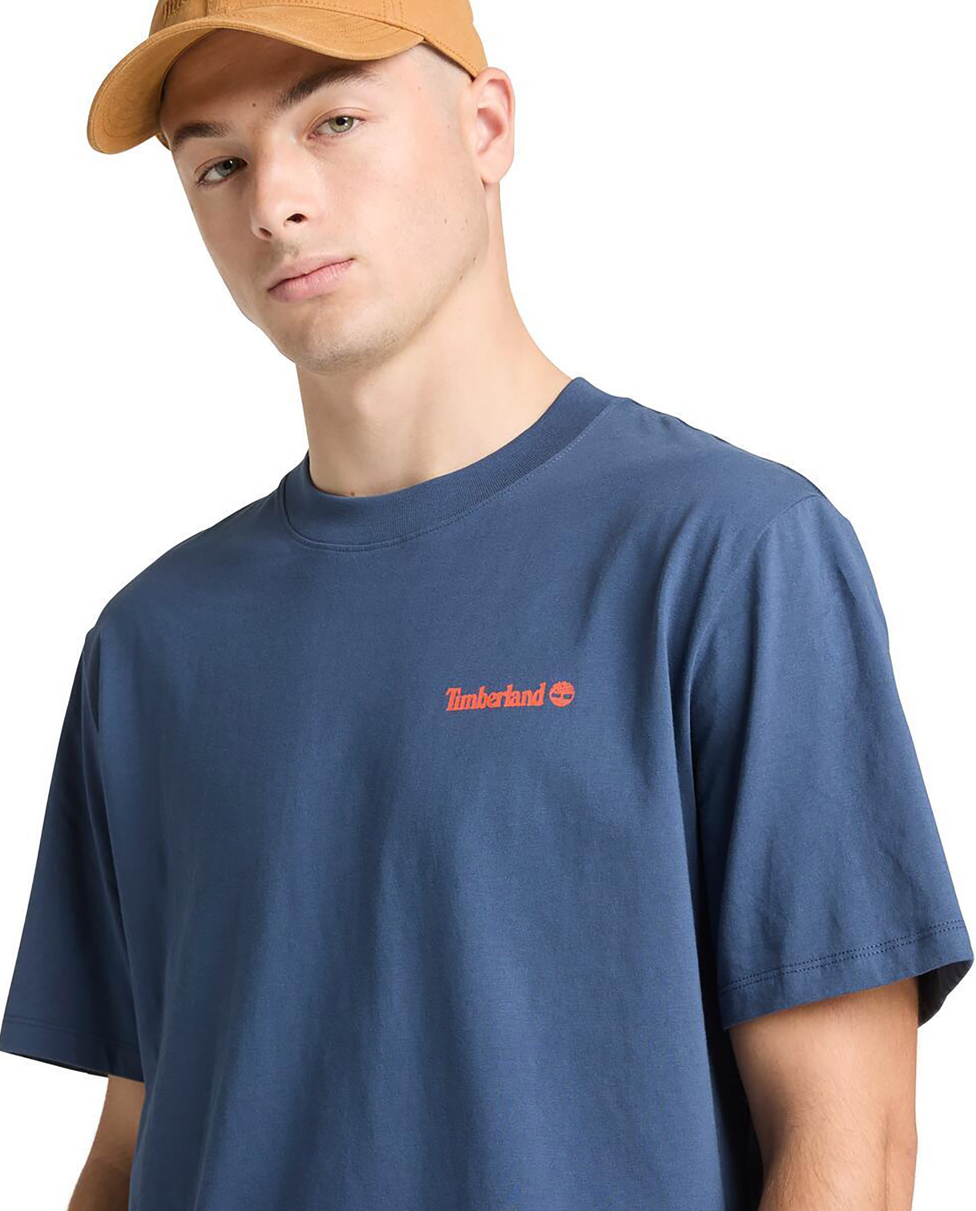 Camiseta de manga corta de hombre authentic fit con multilogo en espalda - Timberland - Azul denim Azul denim-3