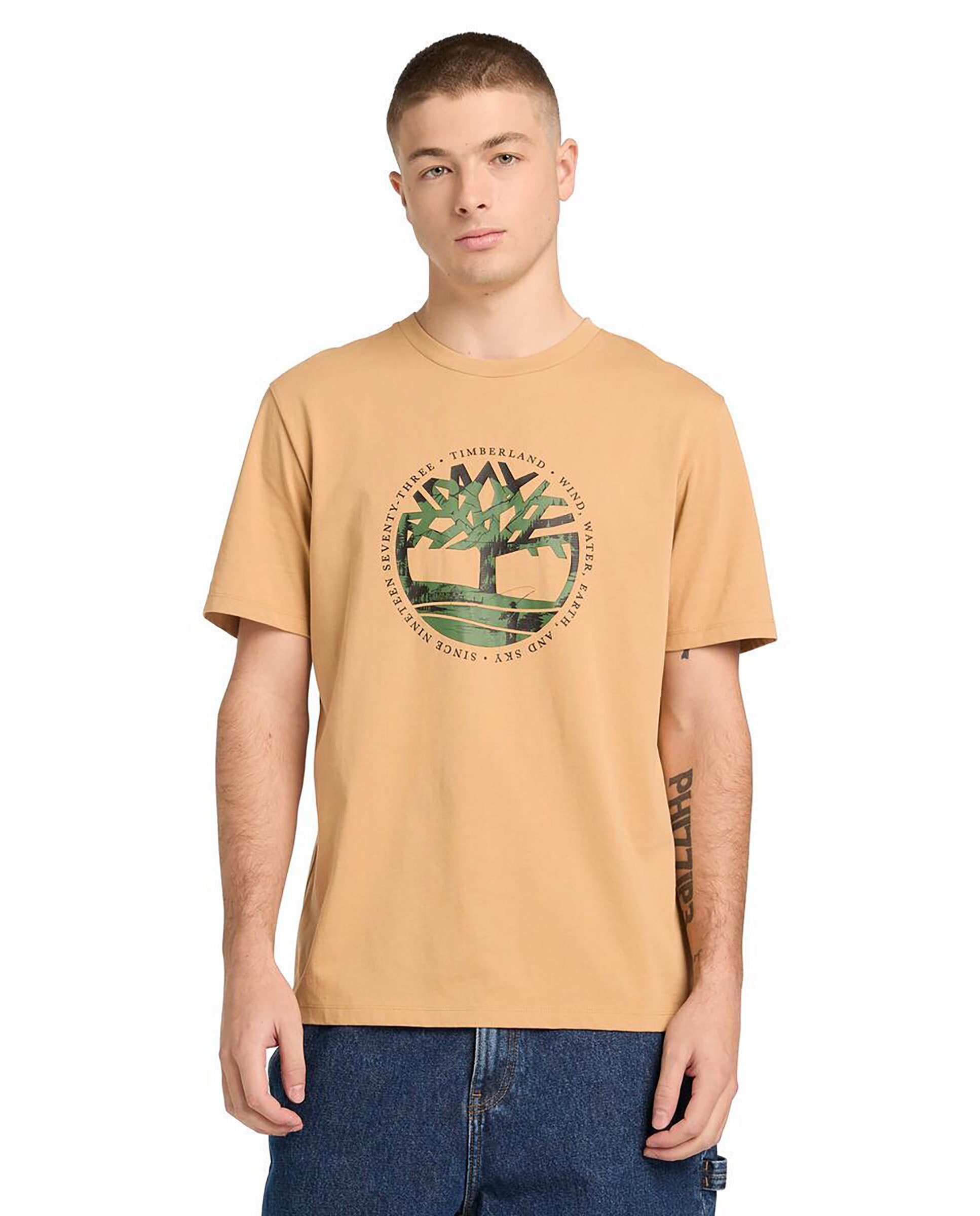Imagen 0 de Camiseta de manga corta de hombre logo frontal regular fit Mostaza