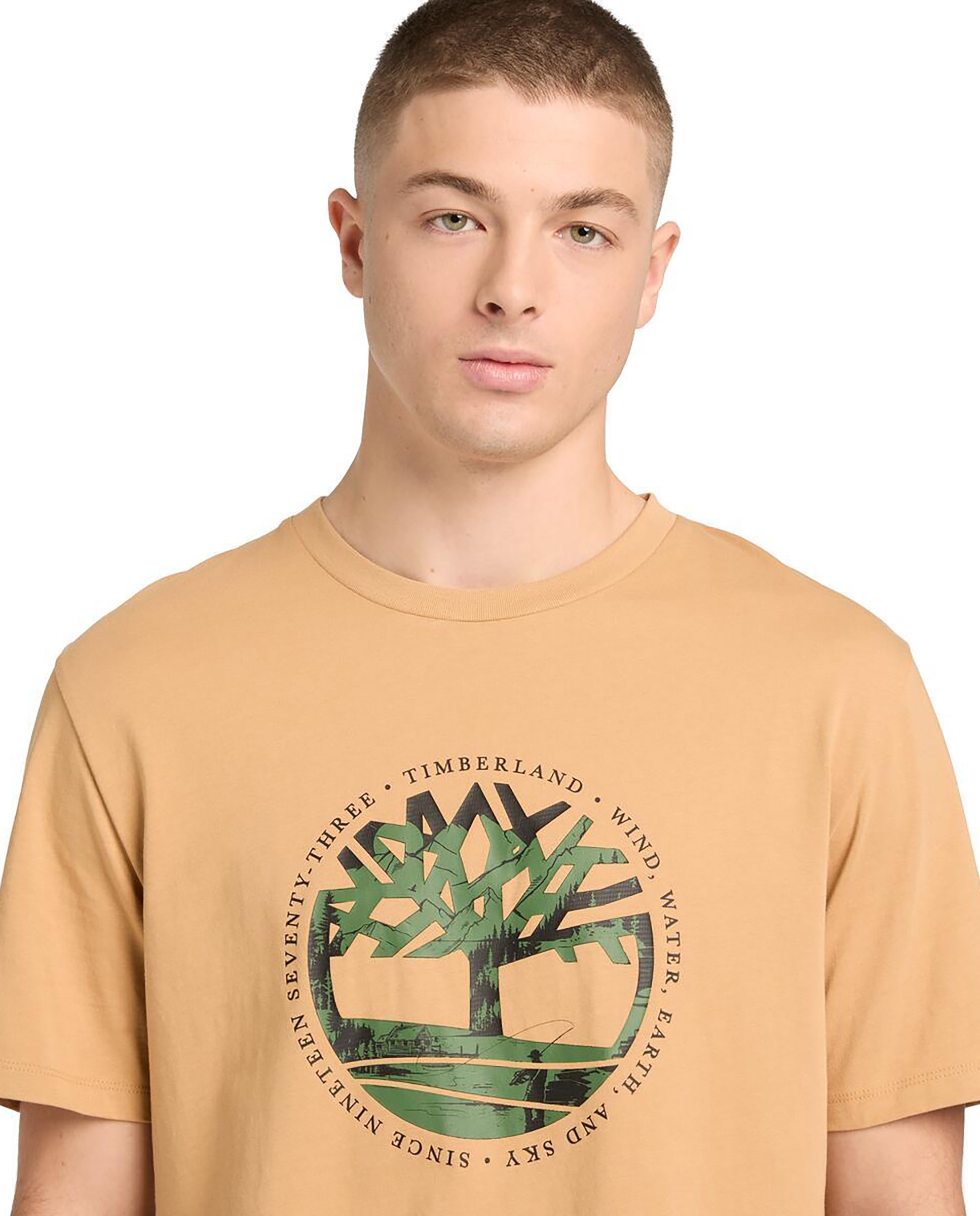 Camiseta de manga corta de hombre logo frontal regular fit - Timberland - Mostaza Mostaza-3