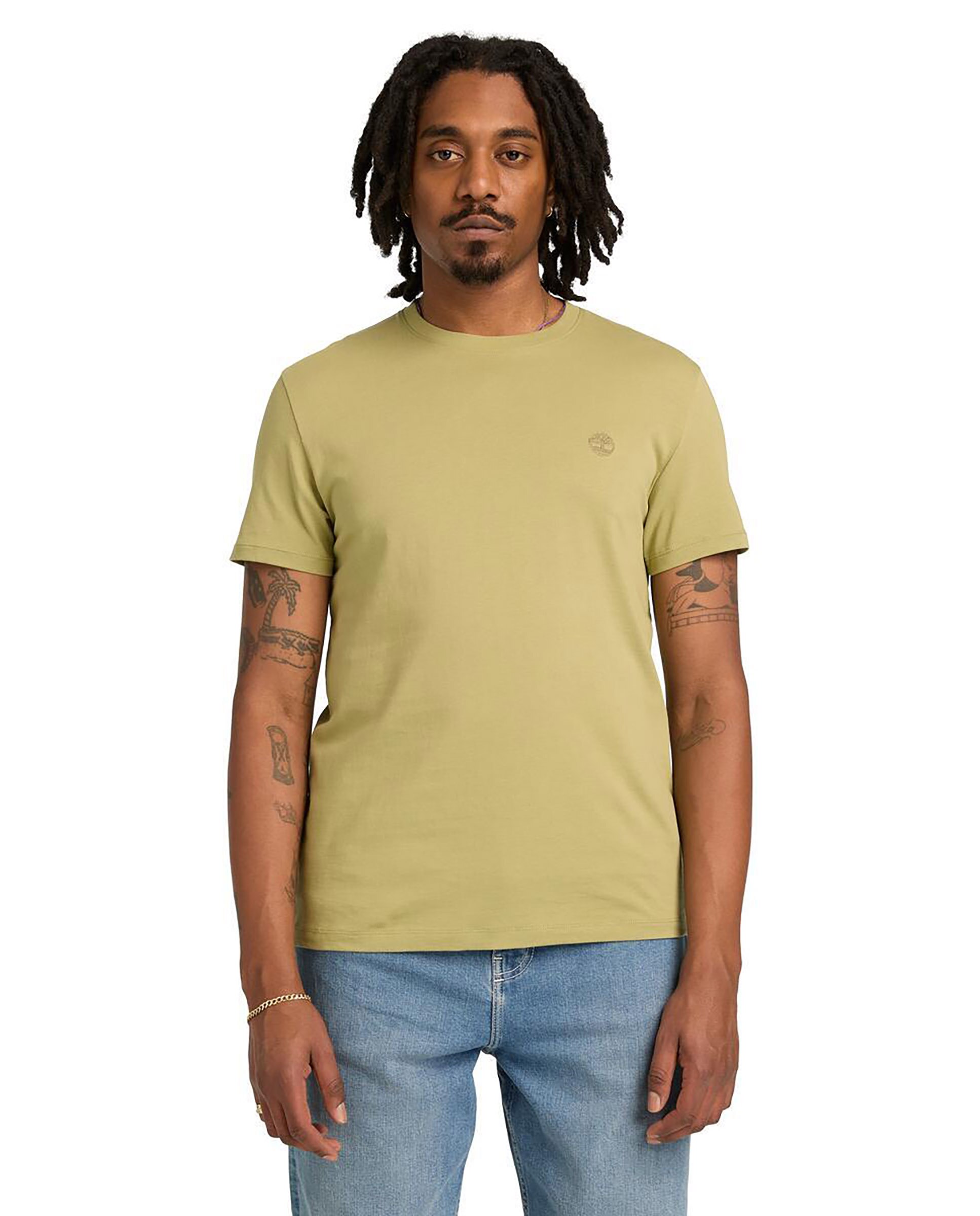 Imagen 0 de Camiseta de hombre de algodón orgánico manga corta slim fit Verde Oliva