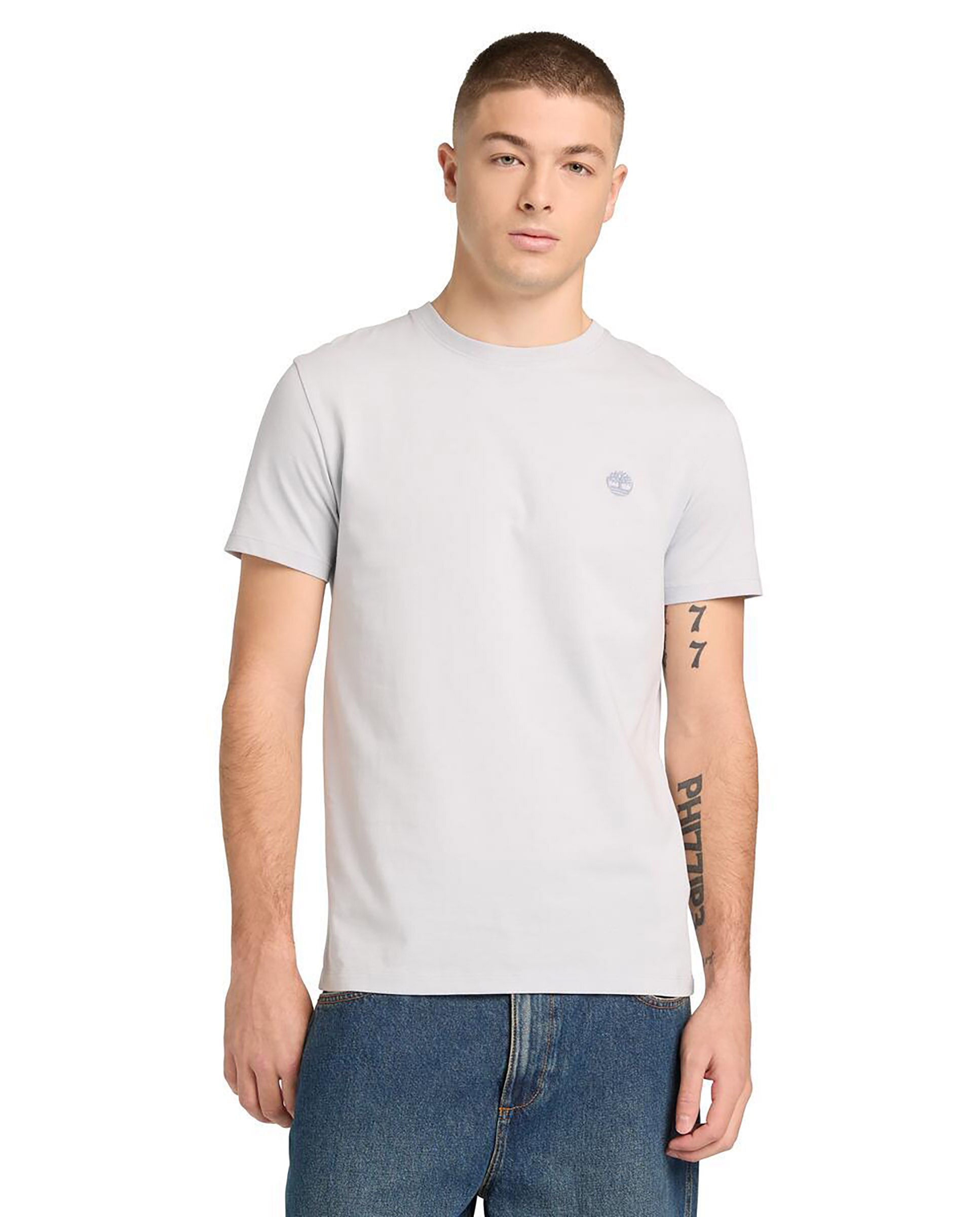 Imagen 0 de Camiseta de hombre de algodón orgánico manga corta slim fit Gris claro