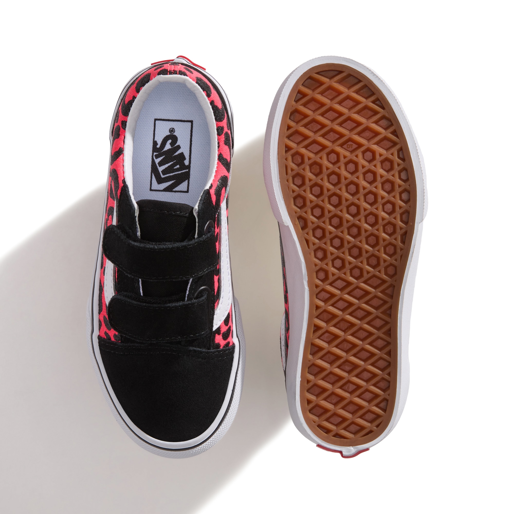 Zapatilla casual para niñas Old Skool Vans con Velcro. - Negro / Rosa Negro / Rosa-3