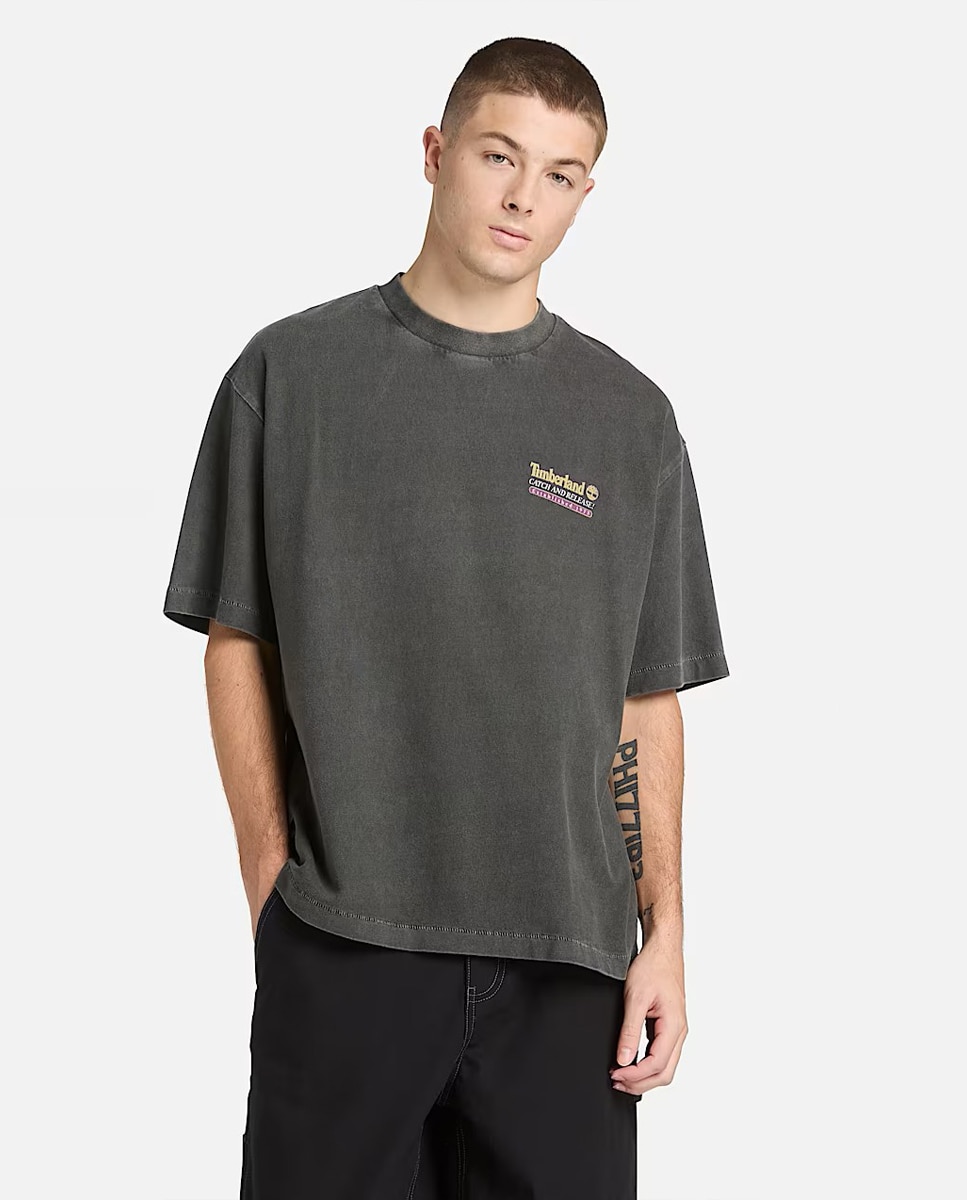 Timberland - Camiseta de hombre de manga corta con dibujo en la espalda box fit.
