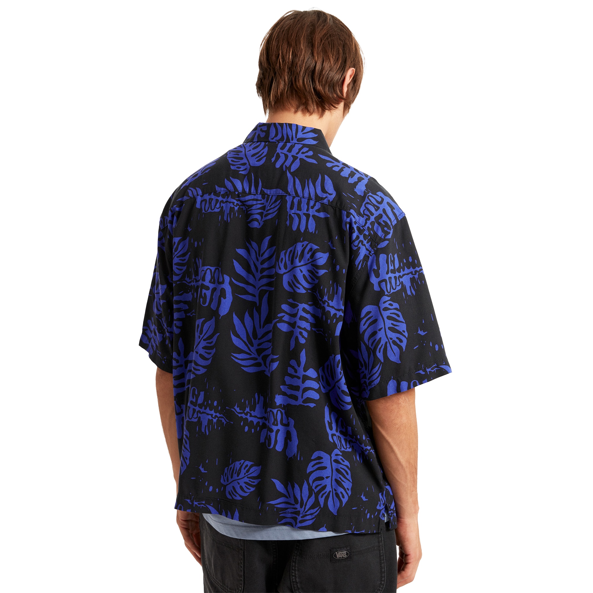 Camisa de hombre Van Doren Hojas Vans - Negro / Azul Negro / Azul-5