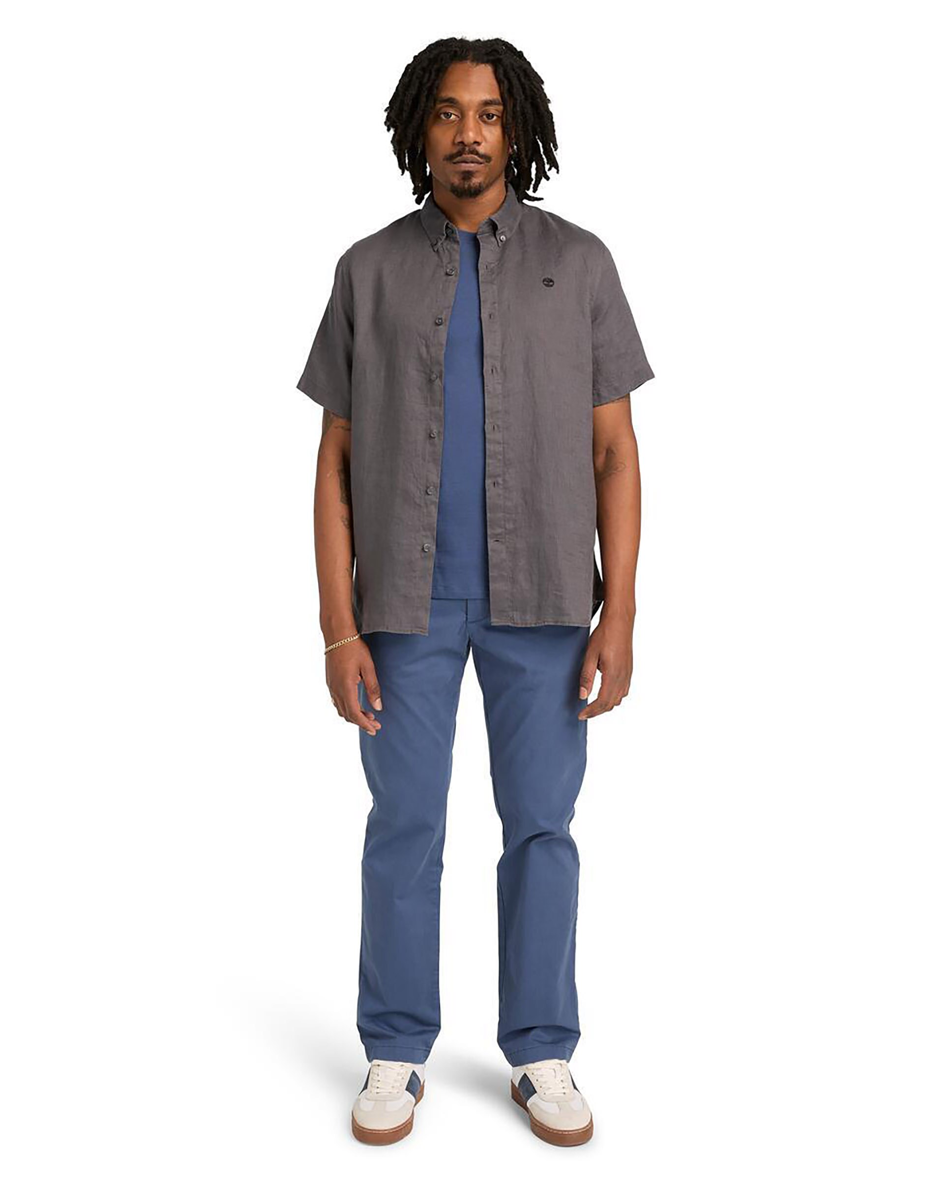Imagen 0 de Pantalón chino de hombre recto de algodón elástico Azul denim