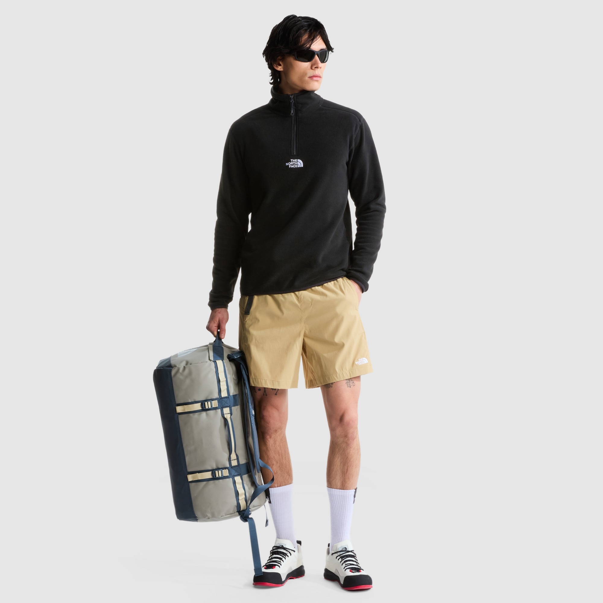 Forro polar con cremallera de 1/4 para hombre Glacier The North Face - Blanco Anticuario Negro-2