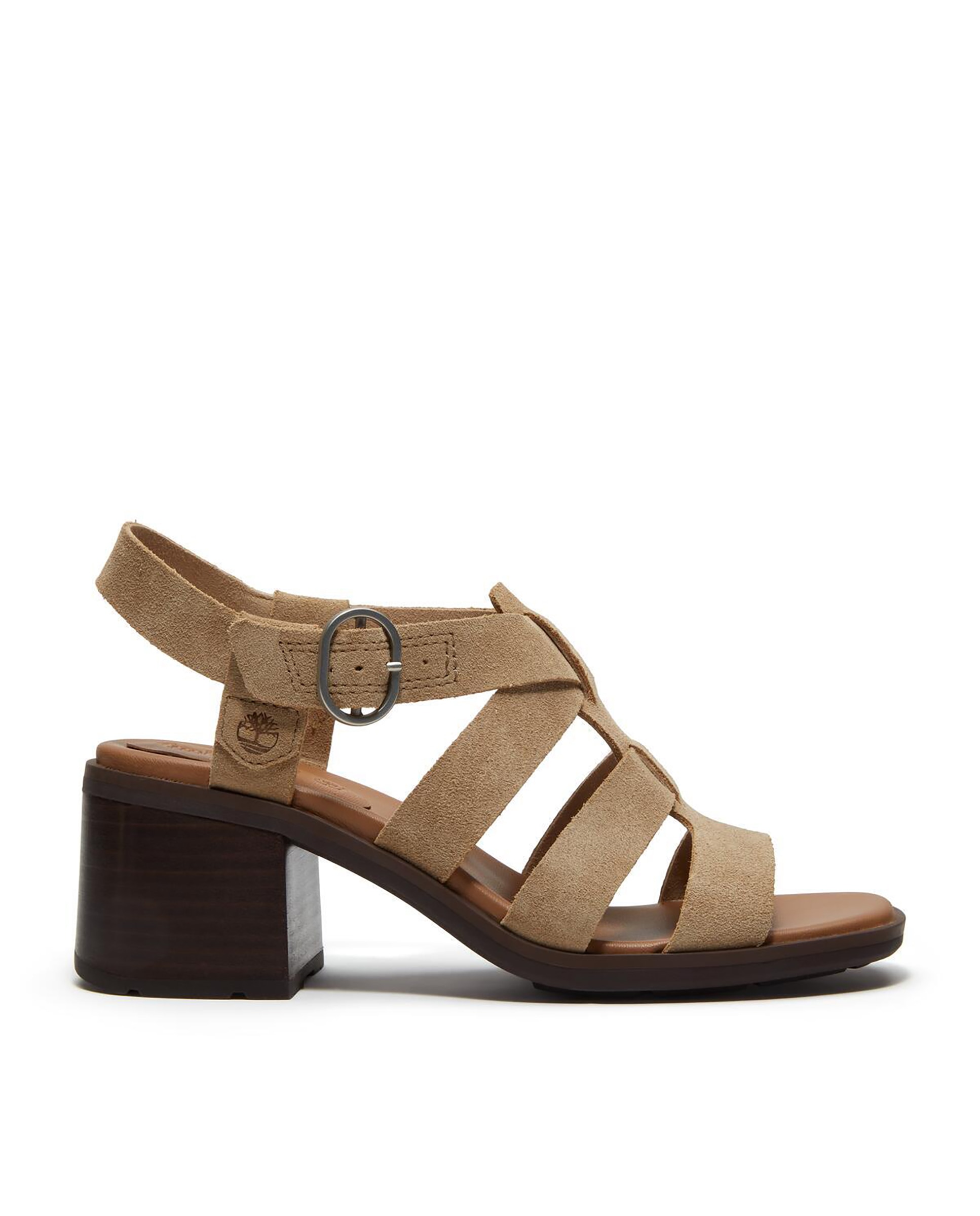 Timberland - Sandalias de tiras de mujer con tacón ancho de piel y hebilla ajustable.