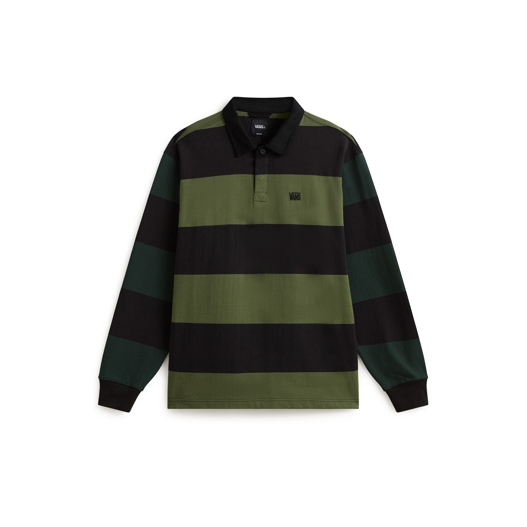 Polo de manga larga de hombre Stripe Ward Rugby Vans - Verde oscuro Verde oscuro-1