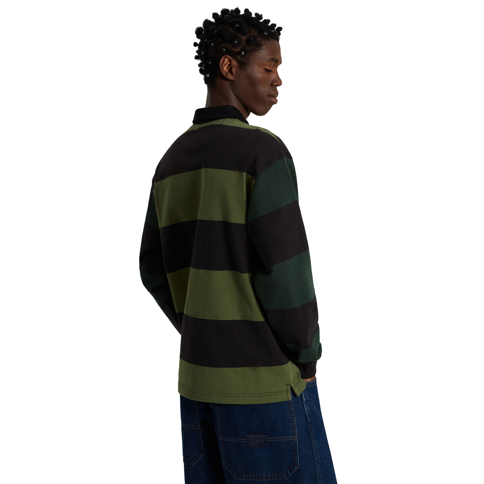 Polo de manga larga de hombre Stripe Ward Rugby Vans - Verde oscuro Verde oscuro-5