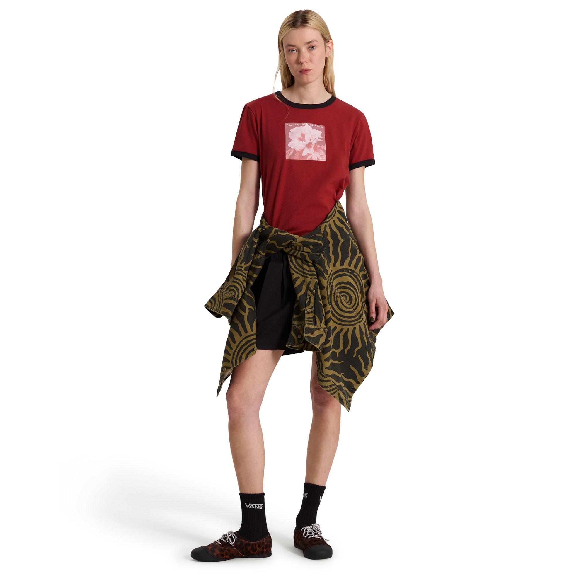 Imagen 4 de Camiseta de mujer Places I Wish To Go Ringer SS Tee Vans - Rojo cereza Rojo cereza