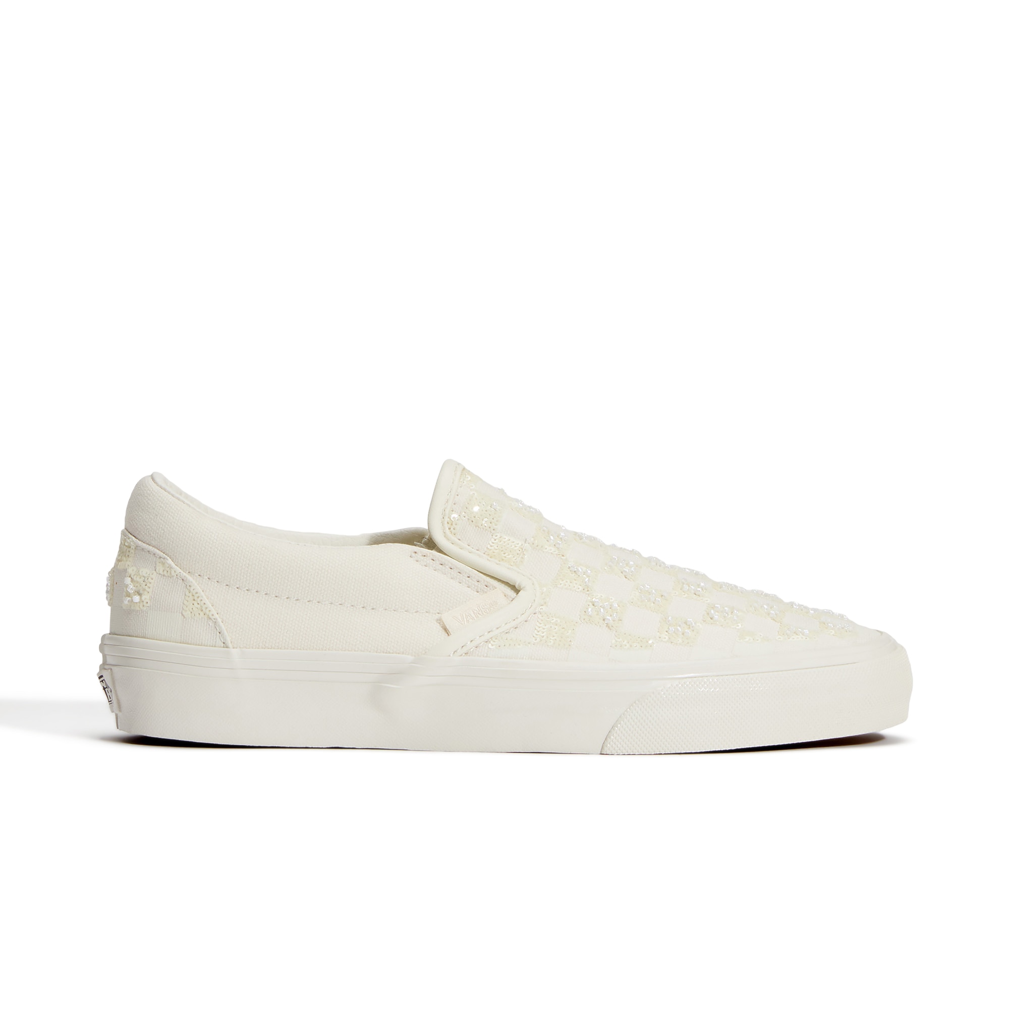 Vans Classic Slip-On Beaded White Checkerboard para mujer - Blanco roto Blanco roto-1