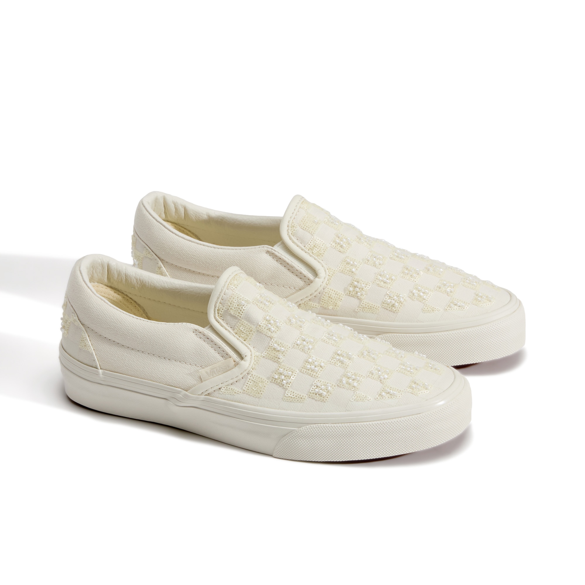 Vans Classic Slip-On Beaded White Checkerboard para mujer - Blanco roto Blanco roto-2
