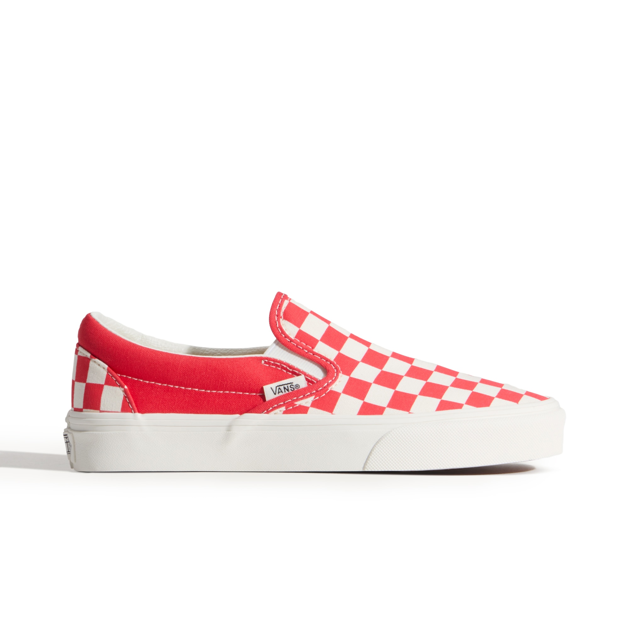 Vans Classic Slip-On Beaded White Checkerboard para mujer - Rojo / Blanco Rojo / Blanco-1