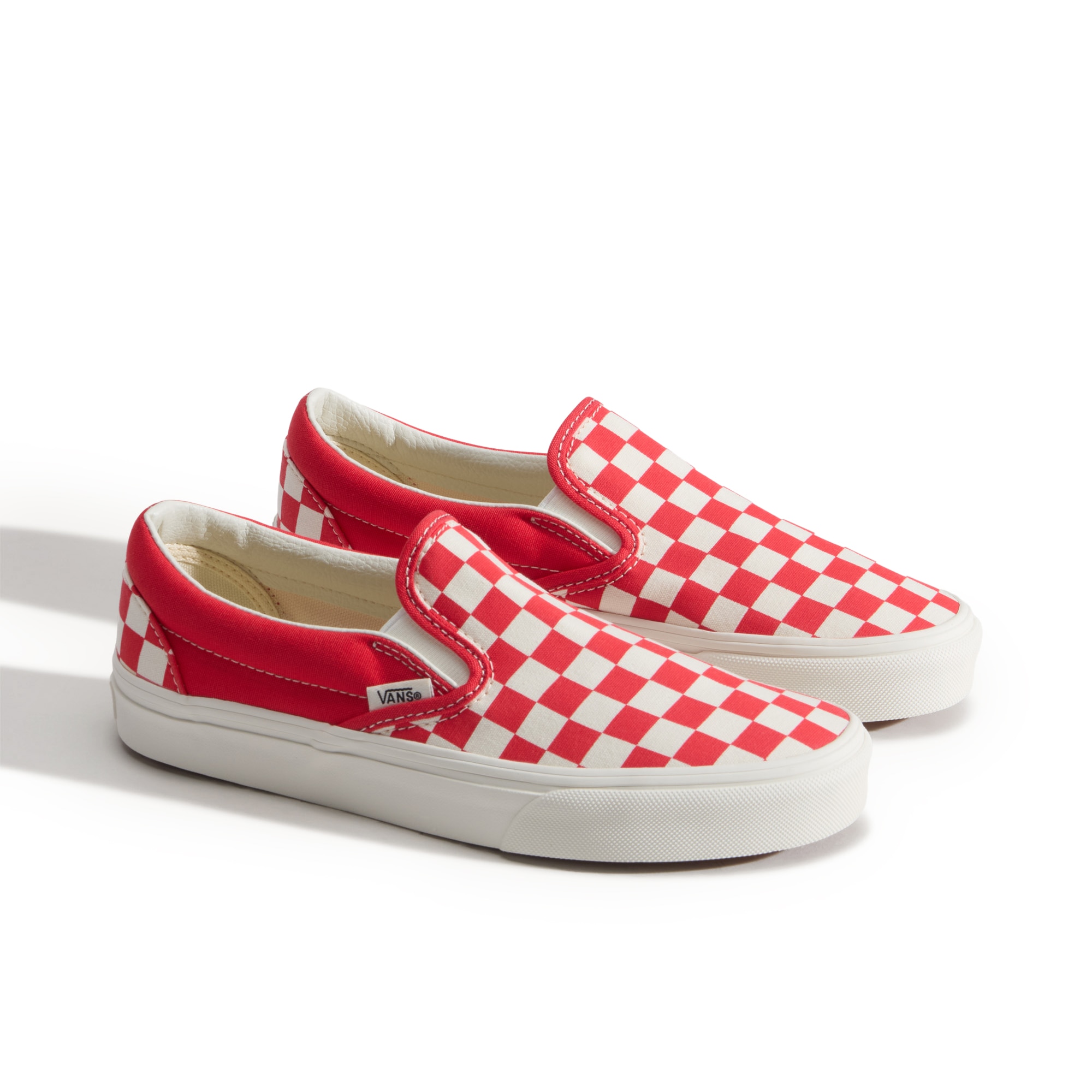 Vans Classic Slip-On Beaded White Checkerboard para mujer - Rojo / Blanco Rojo / Blanco-2