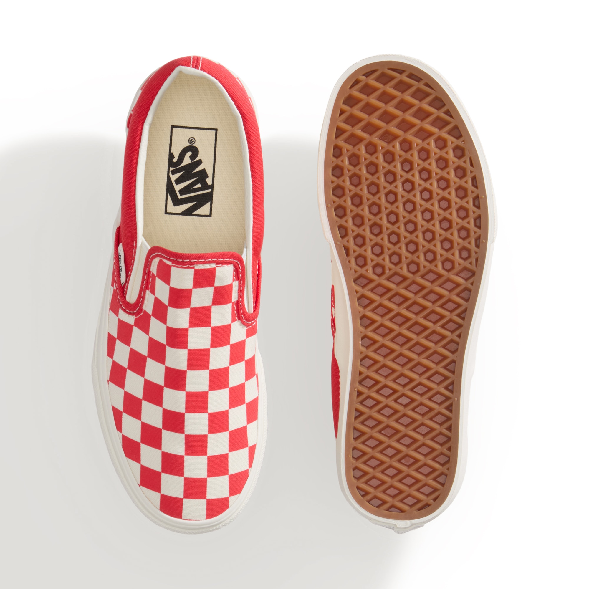 Vans Classic Slip-On Beaded White Checkerboard para mujer - Rojo / Blanco Rojo / Blanco-3
