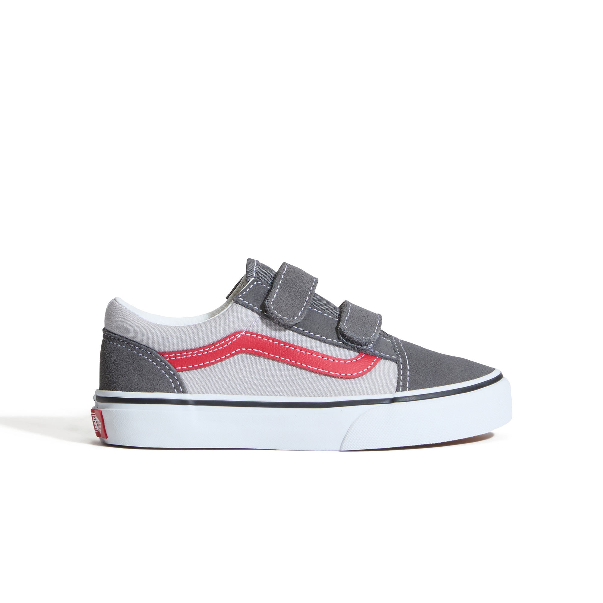 Zapatilla casual para niños Old Skool Vans con Velcro. - Gris Piedra Gris Piedra-1