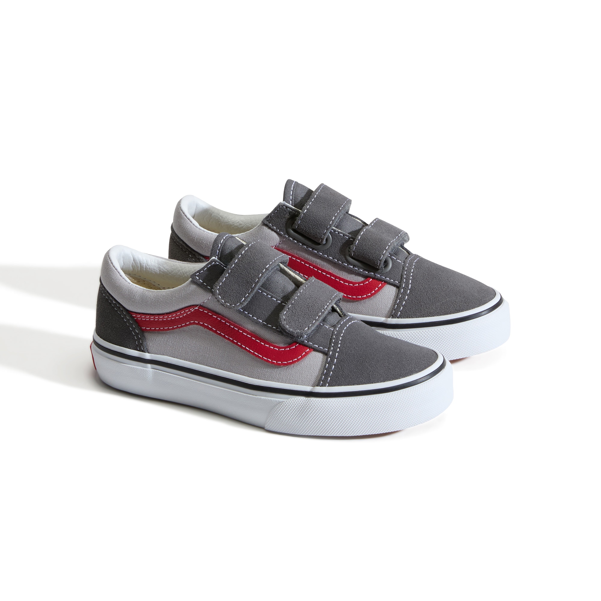 Zapatilla casual para niños Old Skool Vans con Velcro. - Gris Piedra Gris Piedra-2