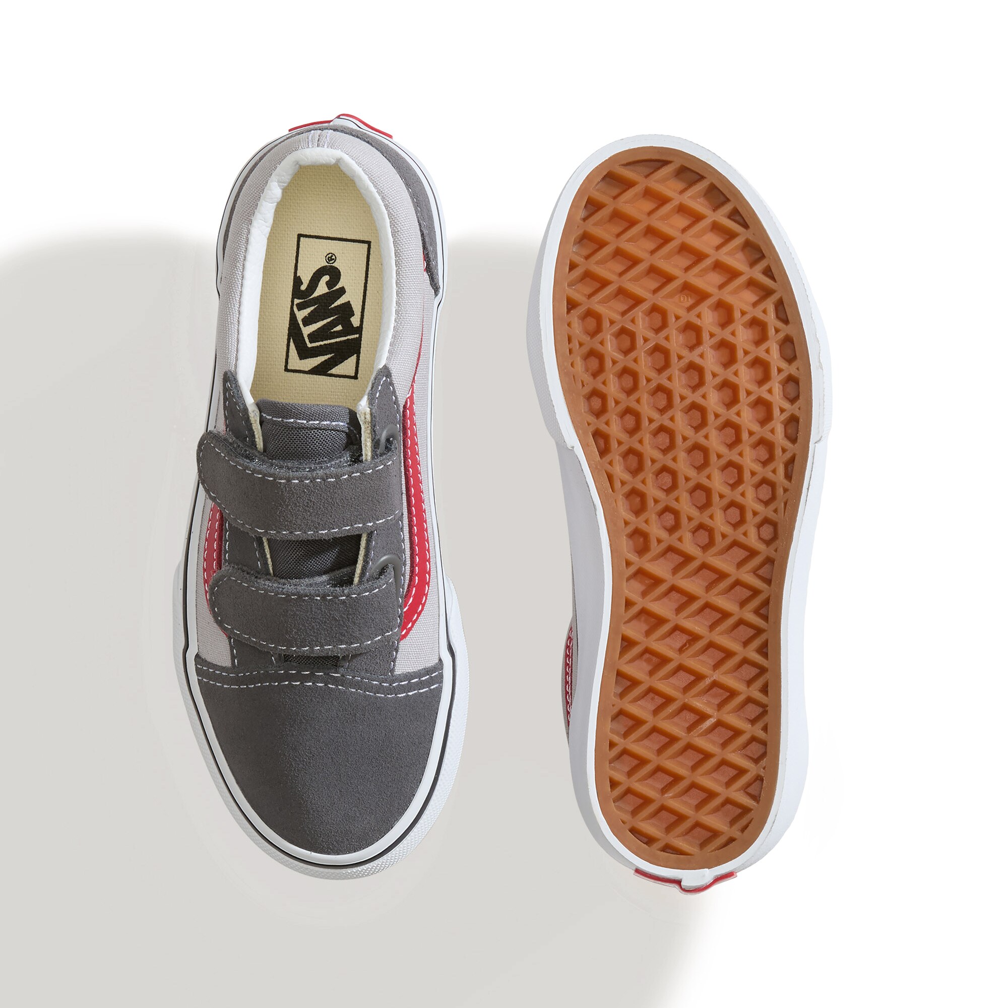 Zapatilla casual para niños Old Skool Vans con Velcro. - Gris Piedra Gris Piedra-3