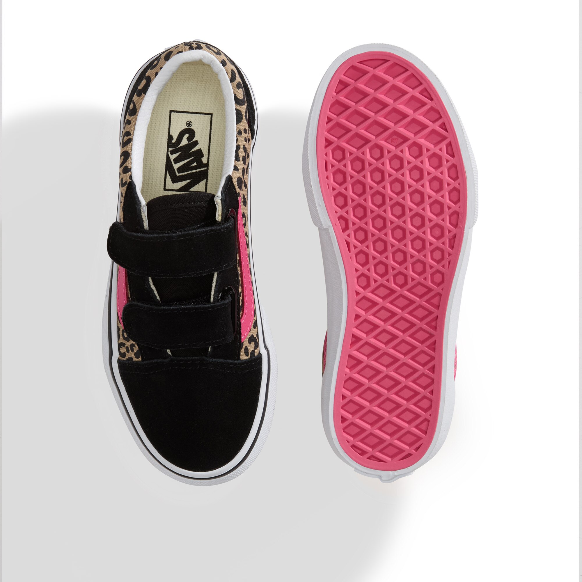 Zapatilla casual para niñas Old Skool Vans con Velcro. - Rosa / Negro Rosa / Negro-3
