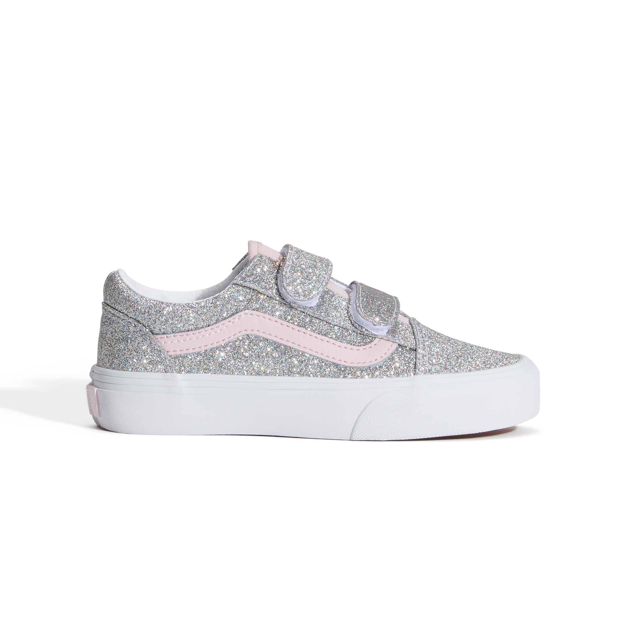 Zapatilla casual para niñas Old Skool Vans con Velcro. - Plateado Plateado-1