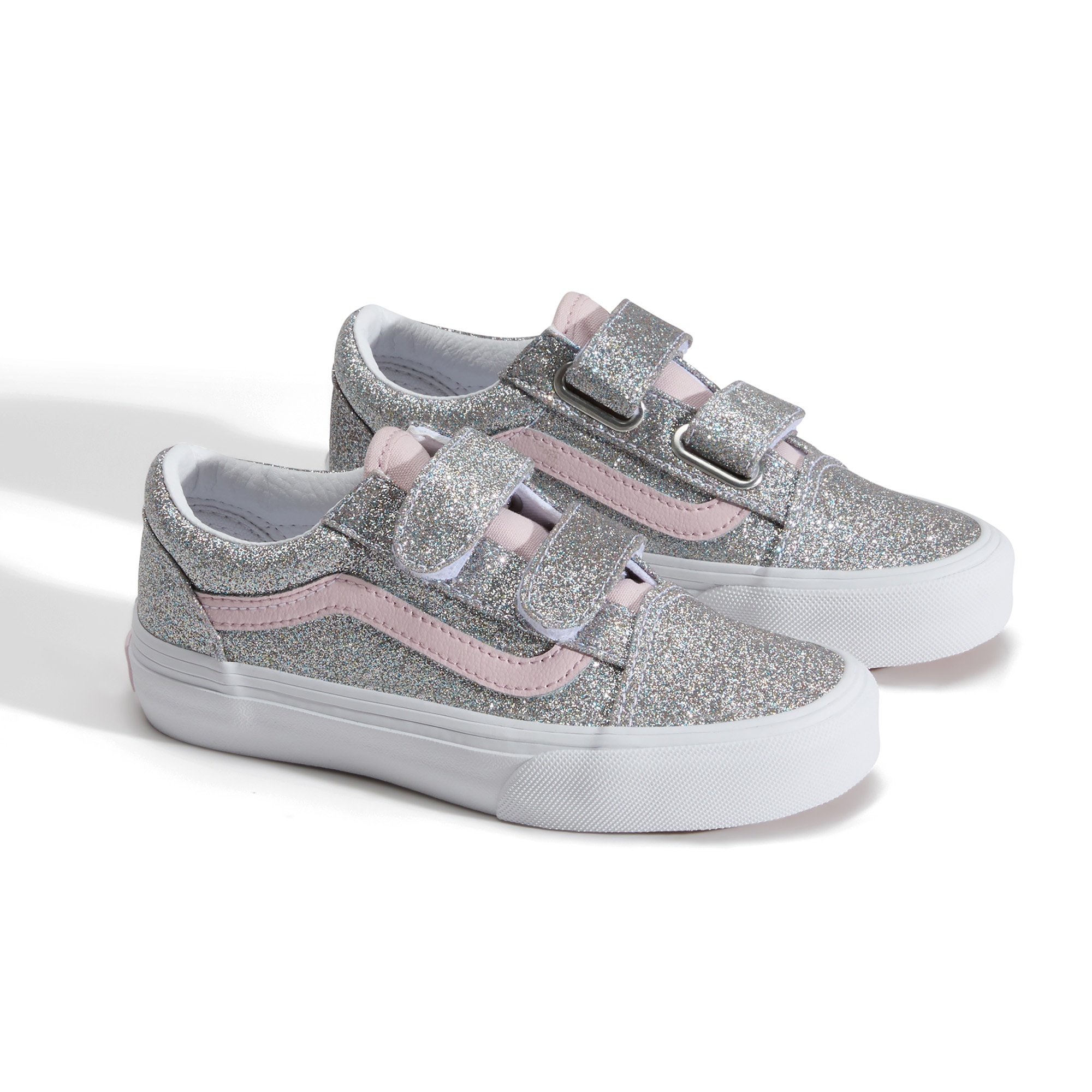 Zapatilla casual para niñas Old Skool Vans con Velcro. - Plateado Plateado-2