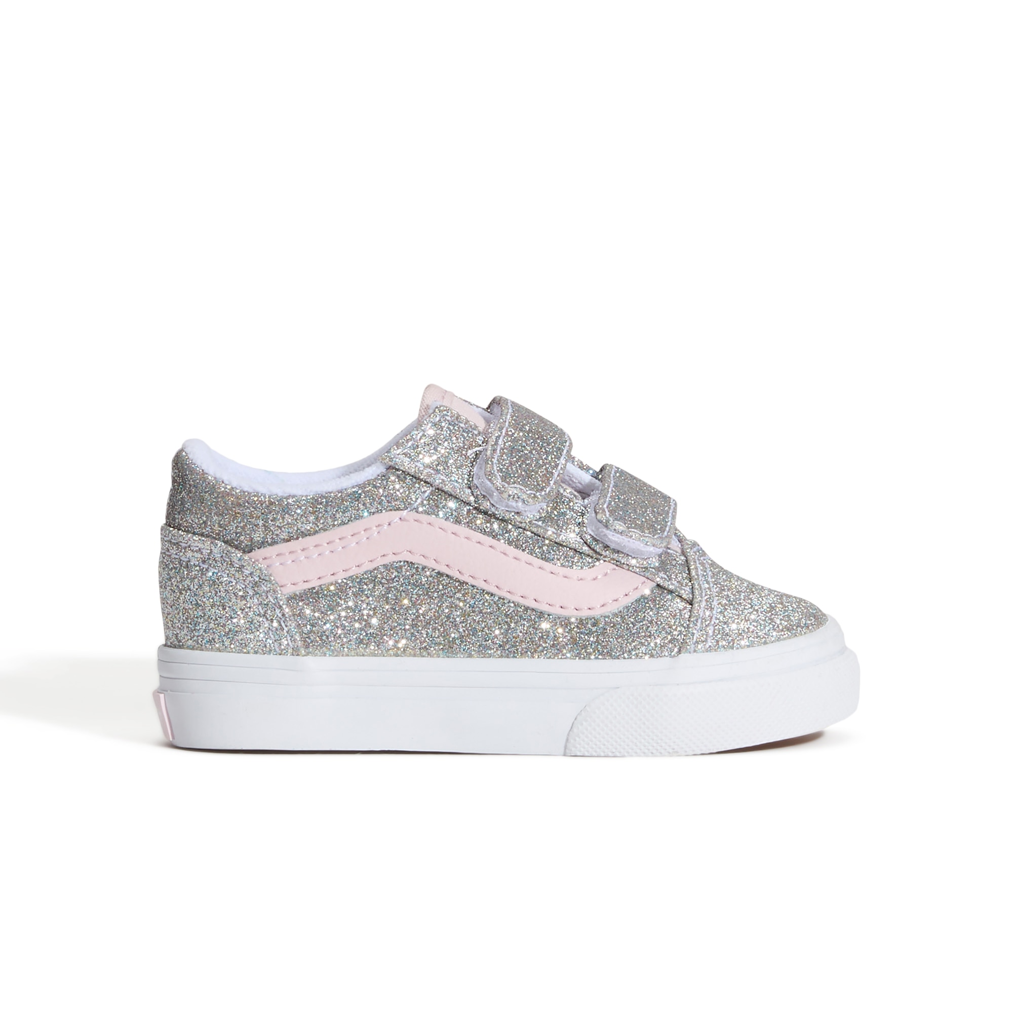 Imagen 1 de Zapatilla casual bebé modelo Old Skool Velcro Vans, con estampado de leopardo. - Plateado Plateado