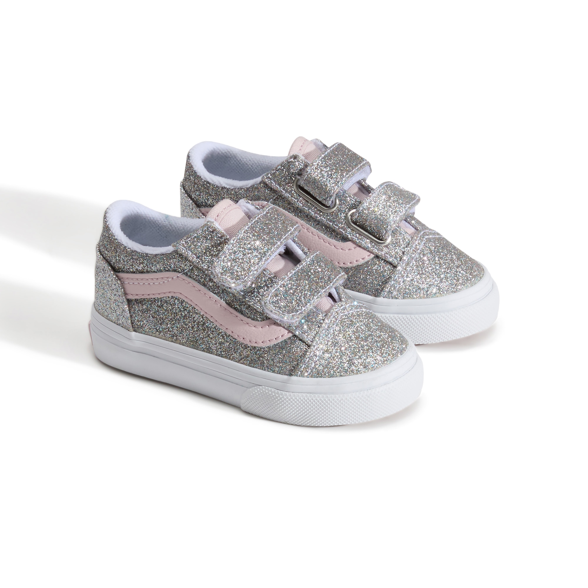 Imagen 2 de Zapatilla casual bebé modelo Old Skool Velcro Vans, con estampado de leopardo. - Plateado Plateado