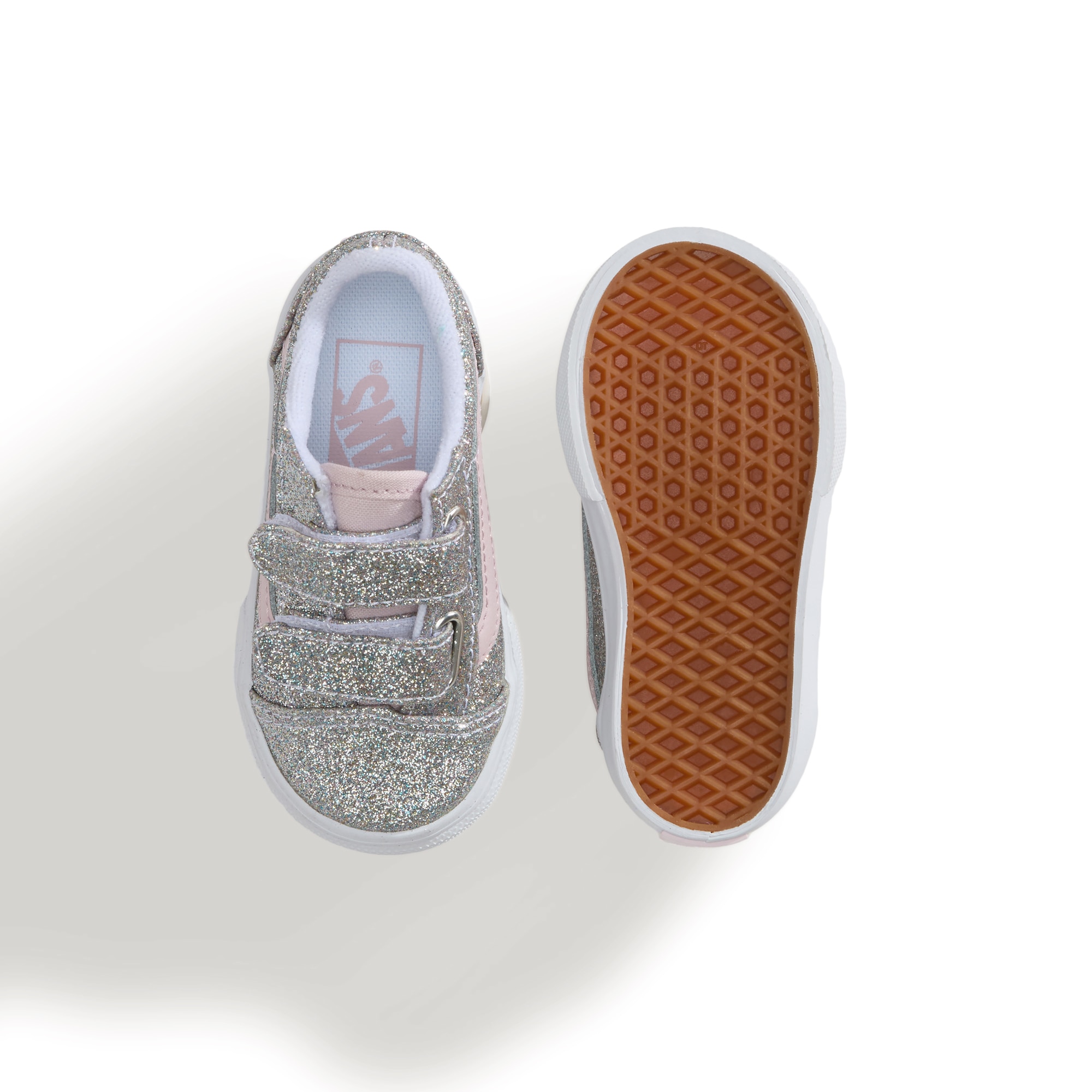 Imagen 3 de Zapatilla casual bebé modelo Old Skool Velcro Vans, con estampado de leopardo. - Plateado Plateado