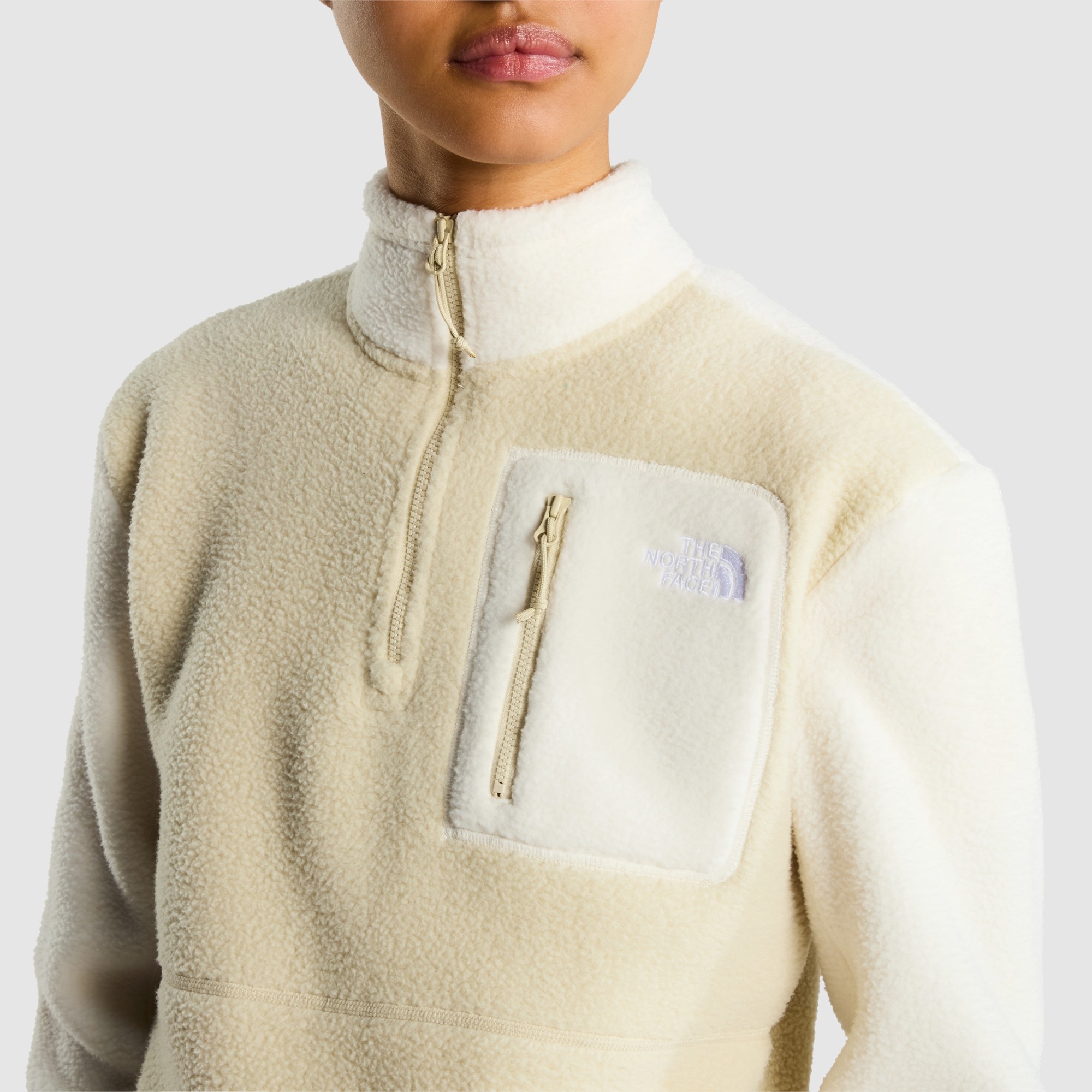 Chaqueta polar con cremallera de 1/4 para mujer Yumiori The North Face - Beige / Blanco Beige / Blanco-4