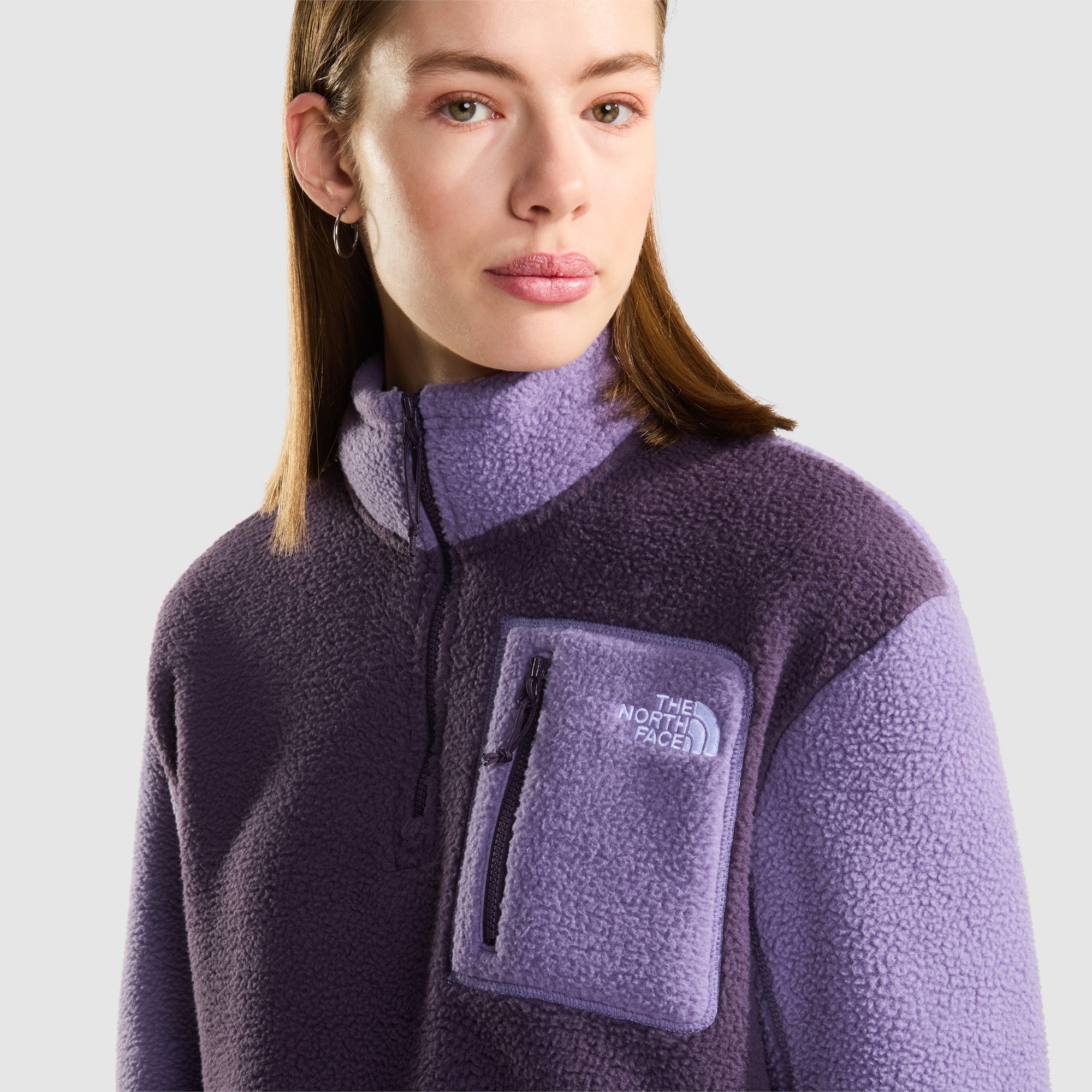 Chaqueta polar con cremallera de 1/4 para mujer Yumiori The North Face - Morado Morado-4