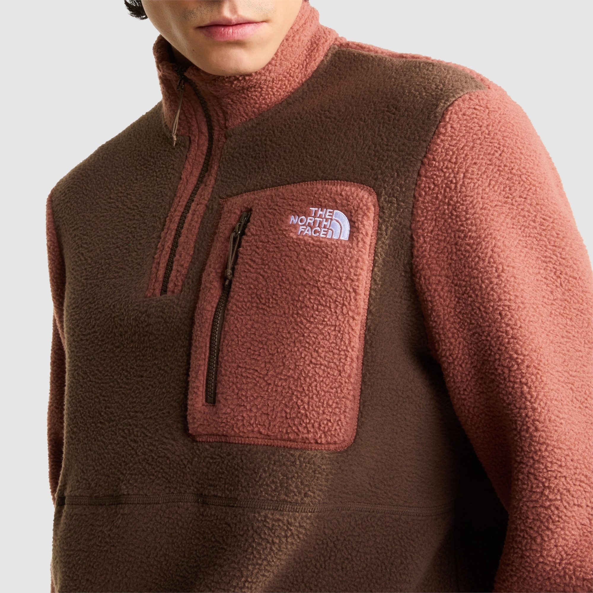 Chaqueta polar con cremallera de 1/4 para hombre Yumiori The North Face - Marrón Marrón-4