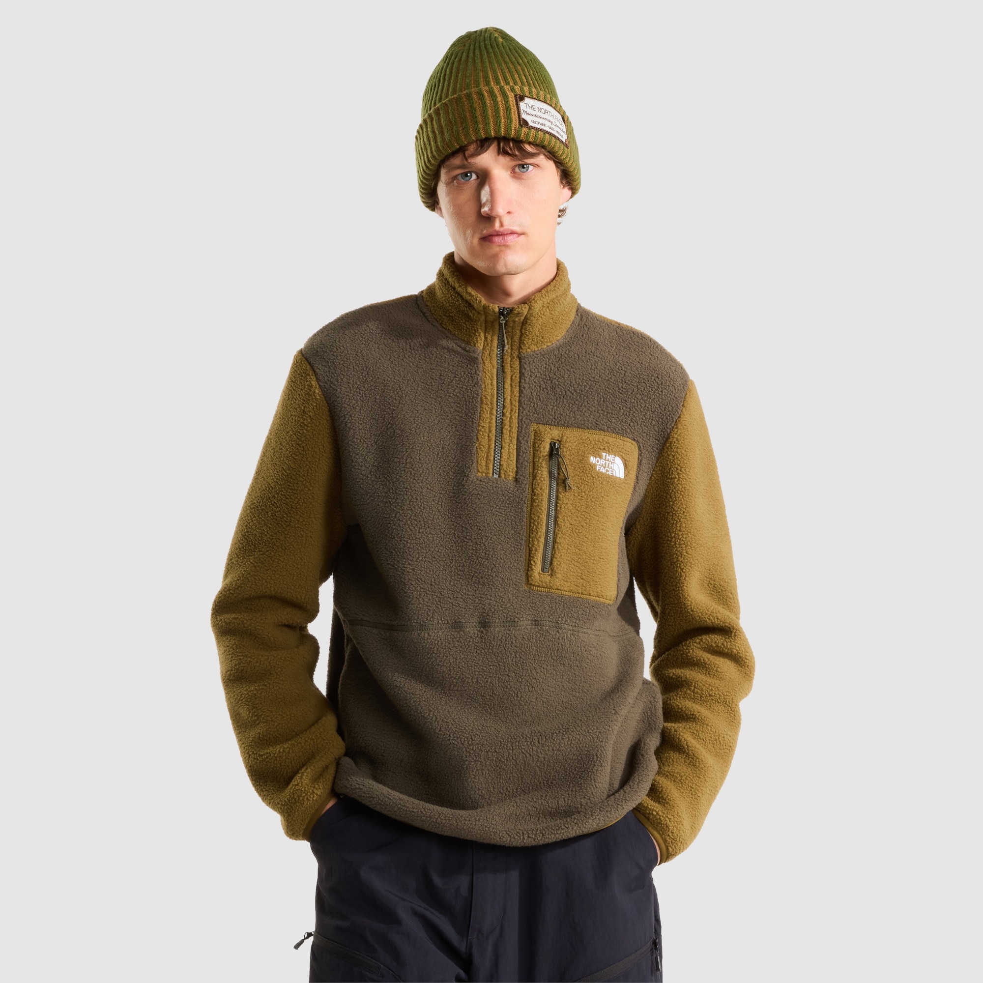 Forro polar con cremallera de 1/4 para hombre Yumiori The North Face - Verde pardo Verde pardo-1