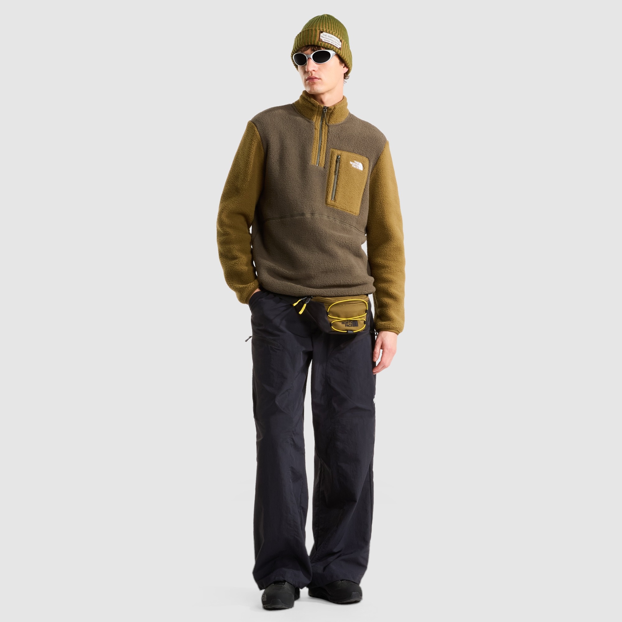Forro polar con cremallera de 1/4 para hombre Yumiori The North Face - Verde pardo Verde pardo-2