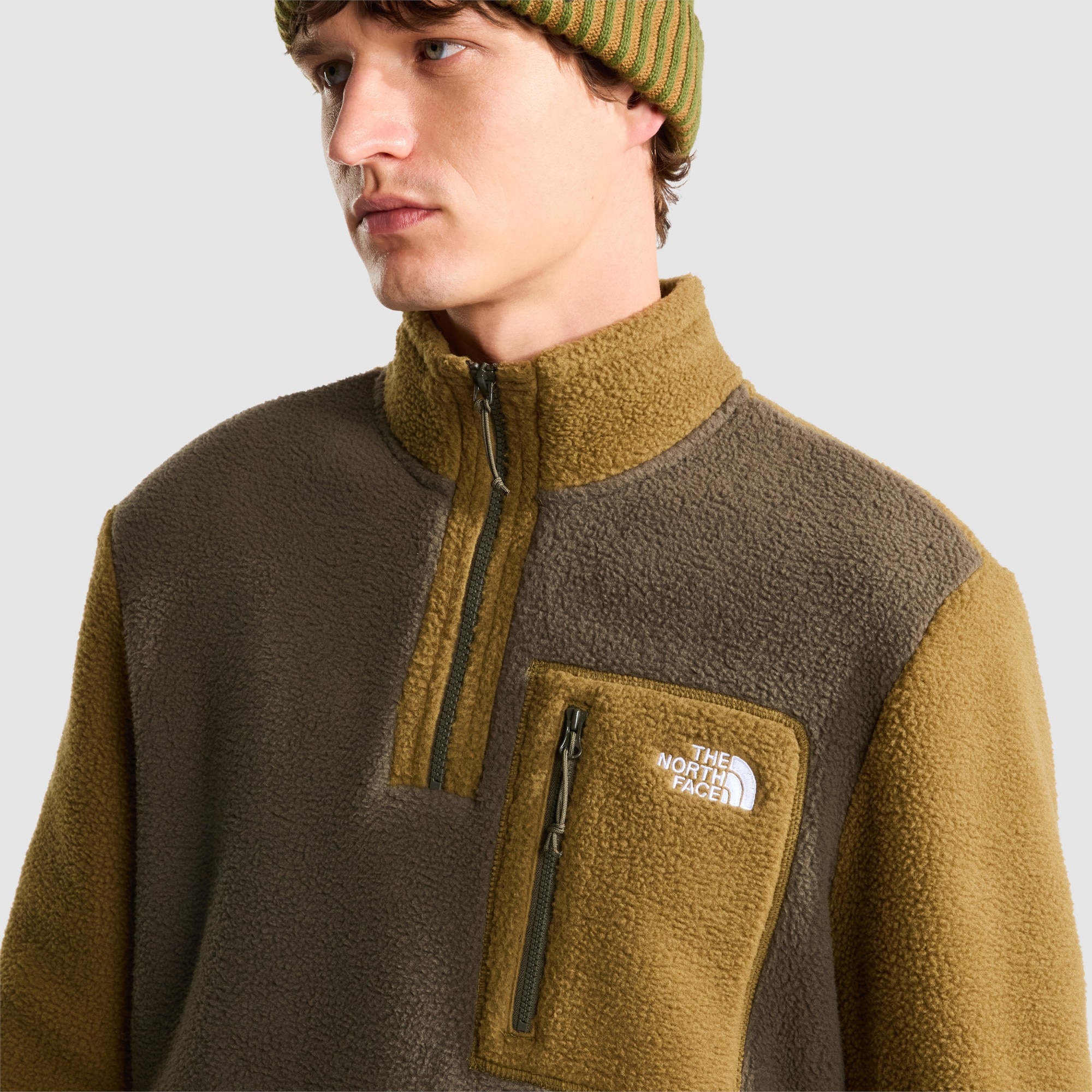 Forro polar con cremallera de 1/4 para hombre Yumiori The North Face - Verde pardo Verde pardo-4