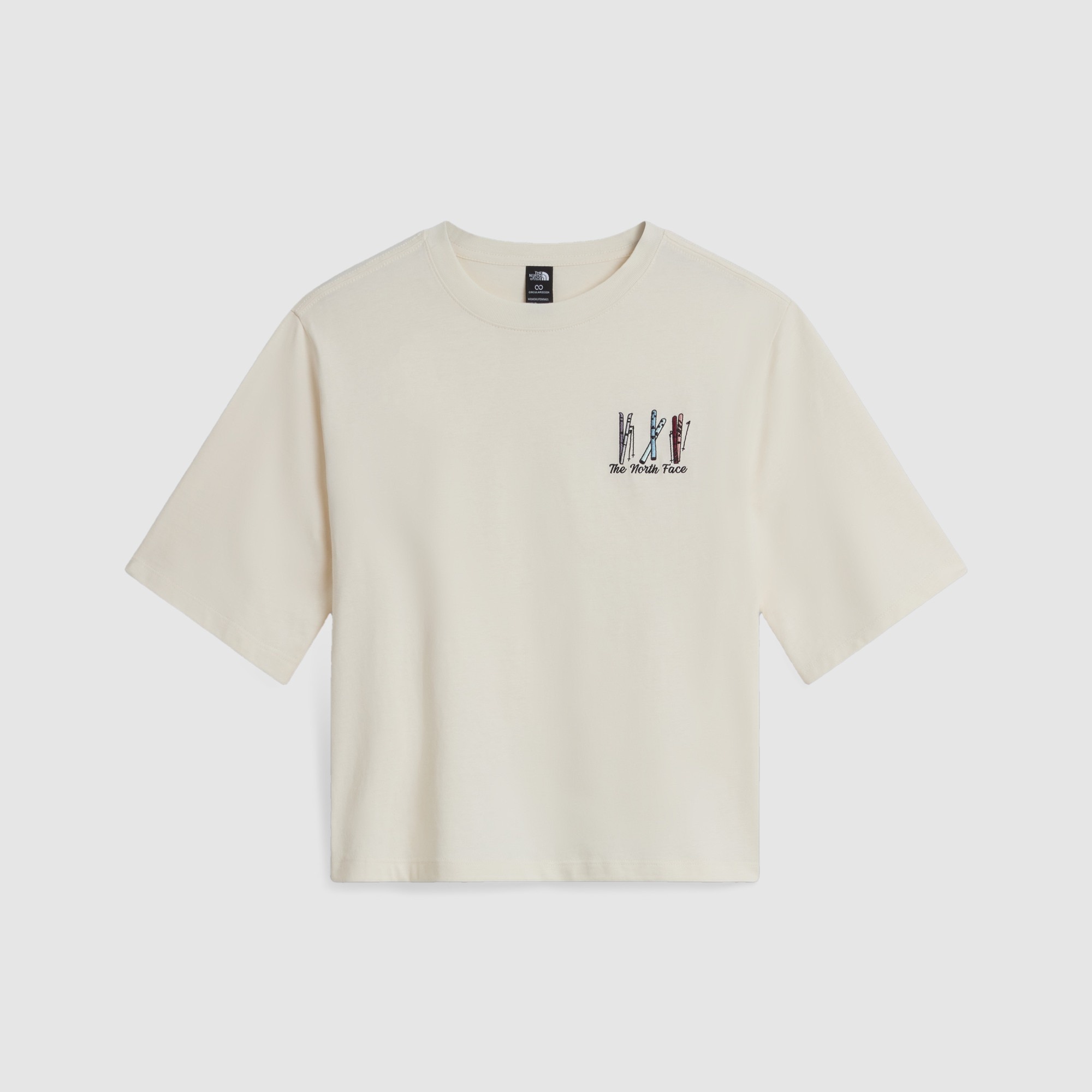 Camiseta de corte cuadrado con bordado gráfico para mujer Ski Embro Boxy The North Face - Blanco Anticuario Blanco Anticuario-5