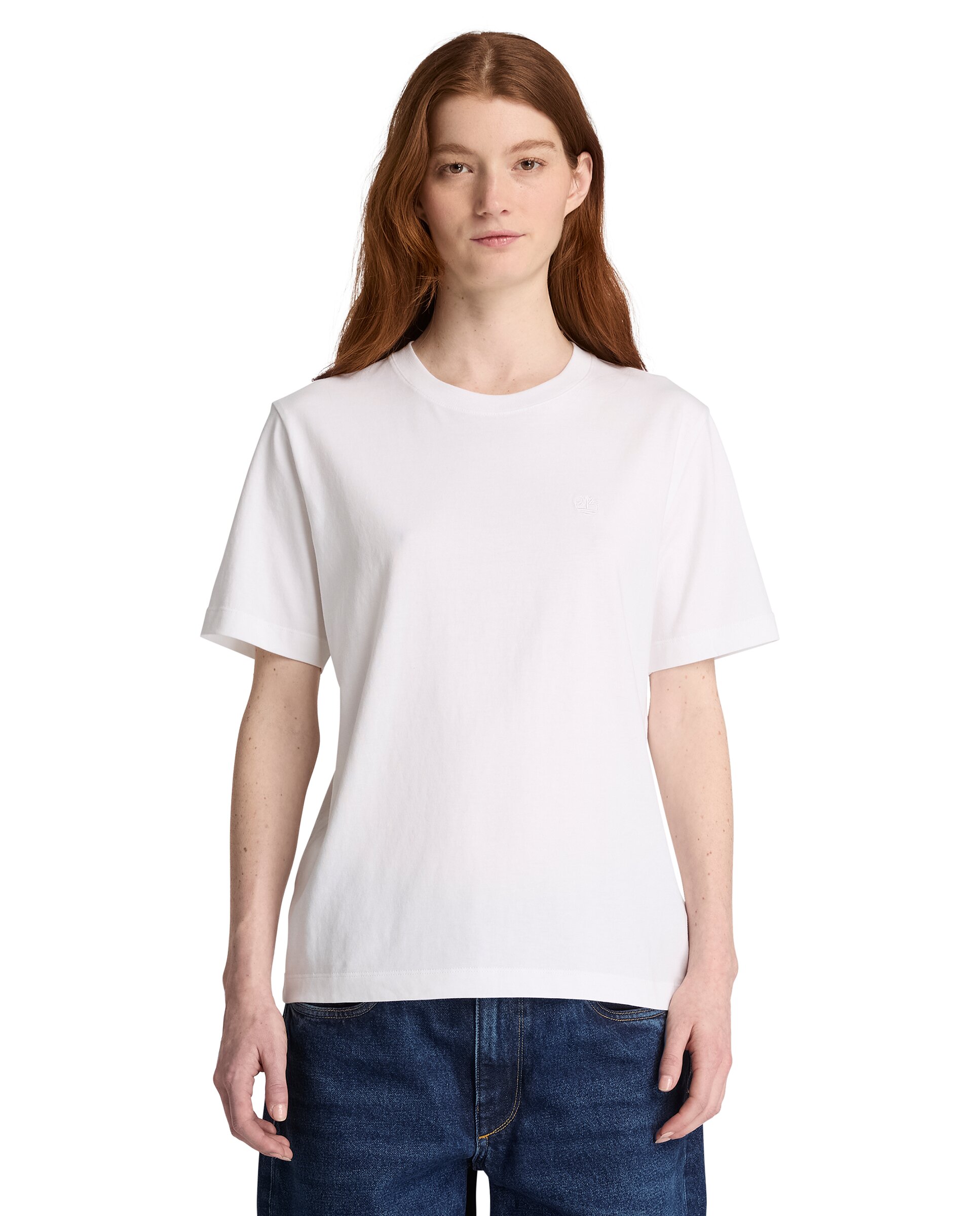 Imagen 0 de Camiseta de mujer de cuello redondo y manga corta crafted Blanco