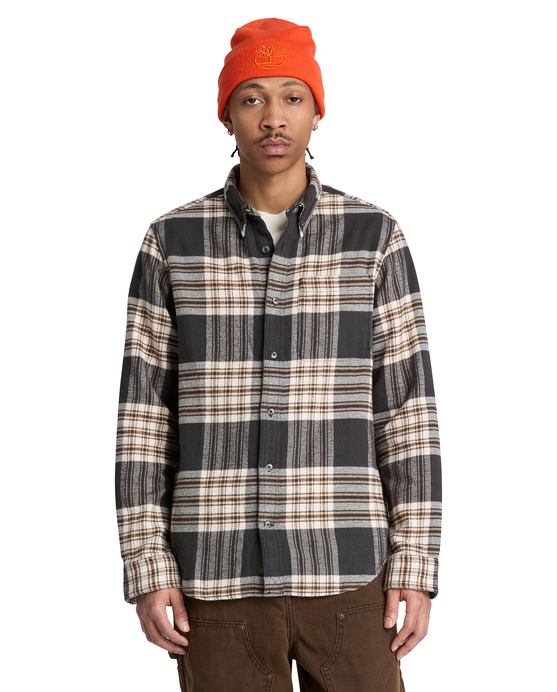 Camisa de hombre de corte estándar con bolsillo a cuadros - Timberland - Negro Negro-1